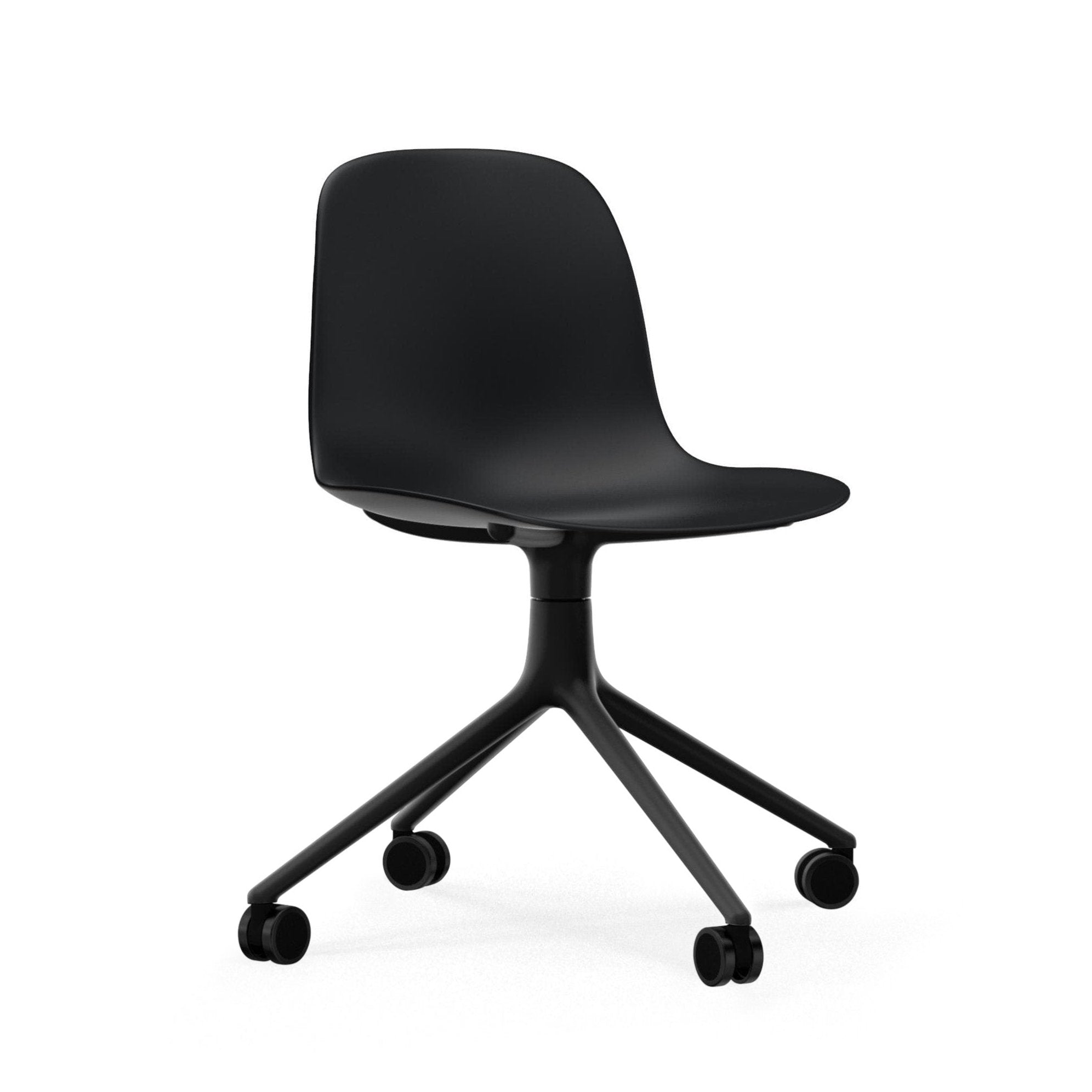 4W Black Form Office chair with a black base on wheels
