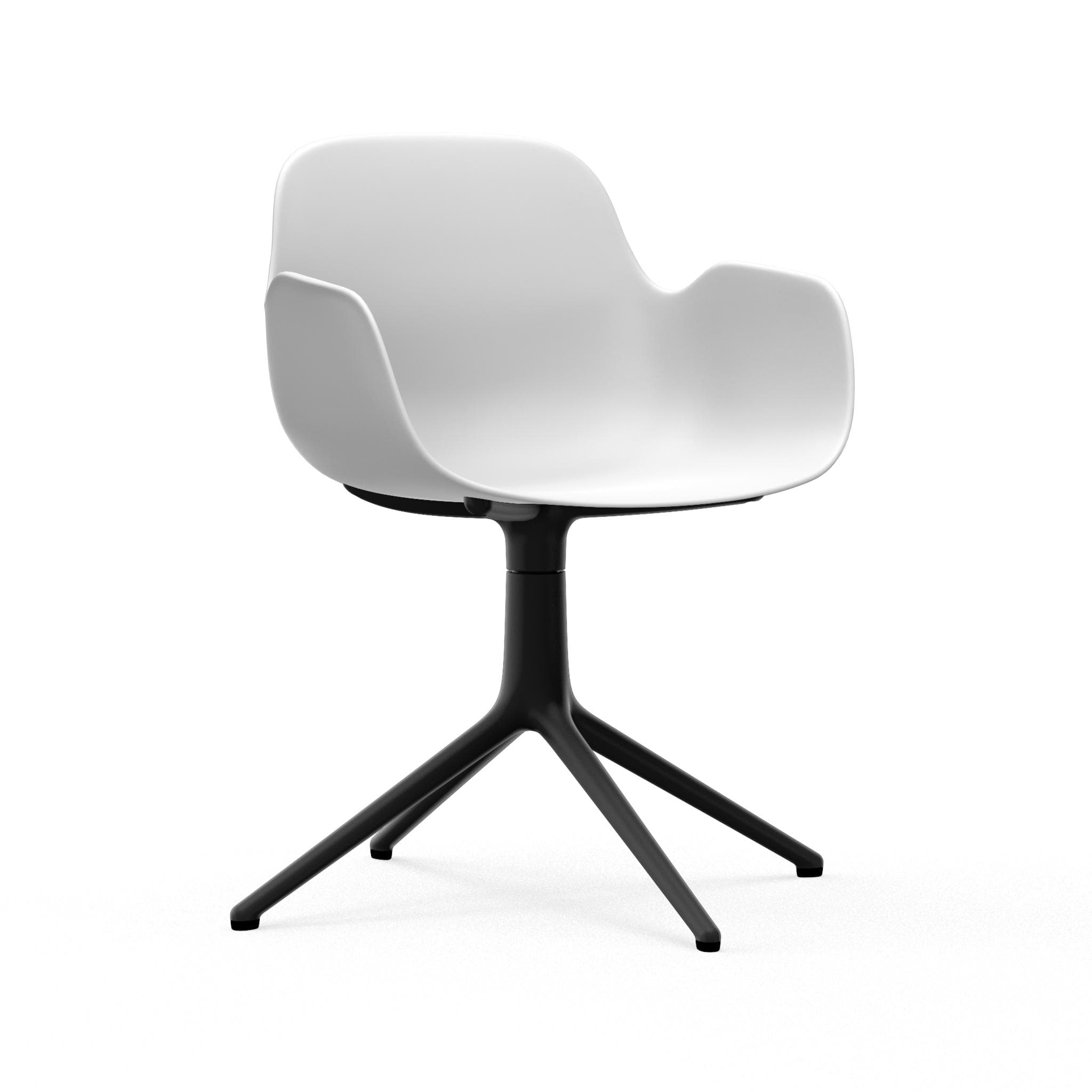 Office chair with 4l white armrests with a black base