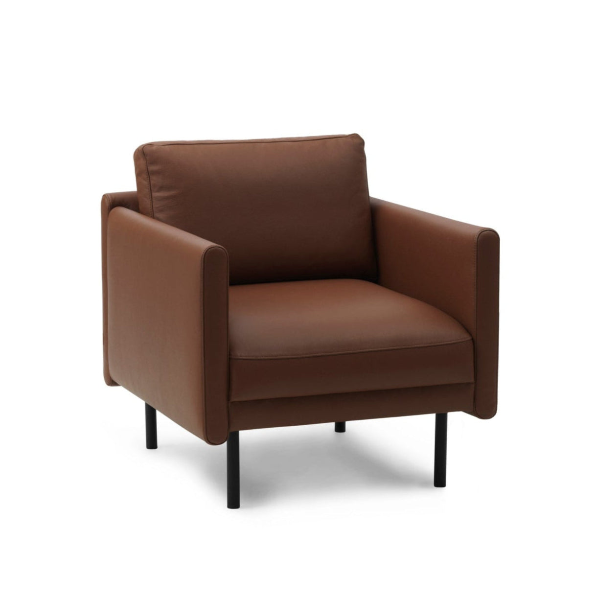 Brown rar armchair with a black base
