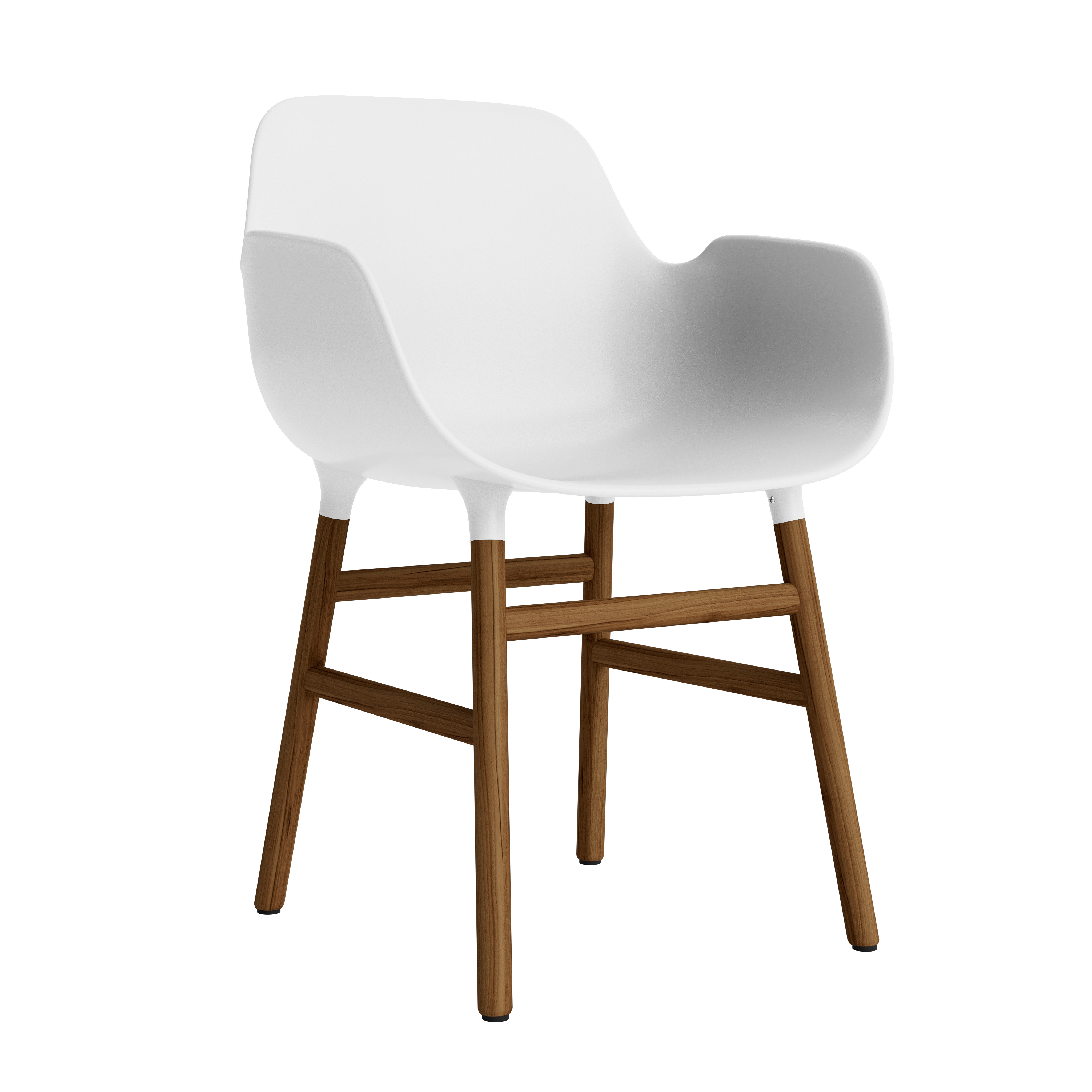 Stoel met armleuningen FORM wit met notenhouten basis