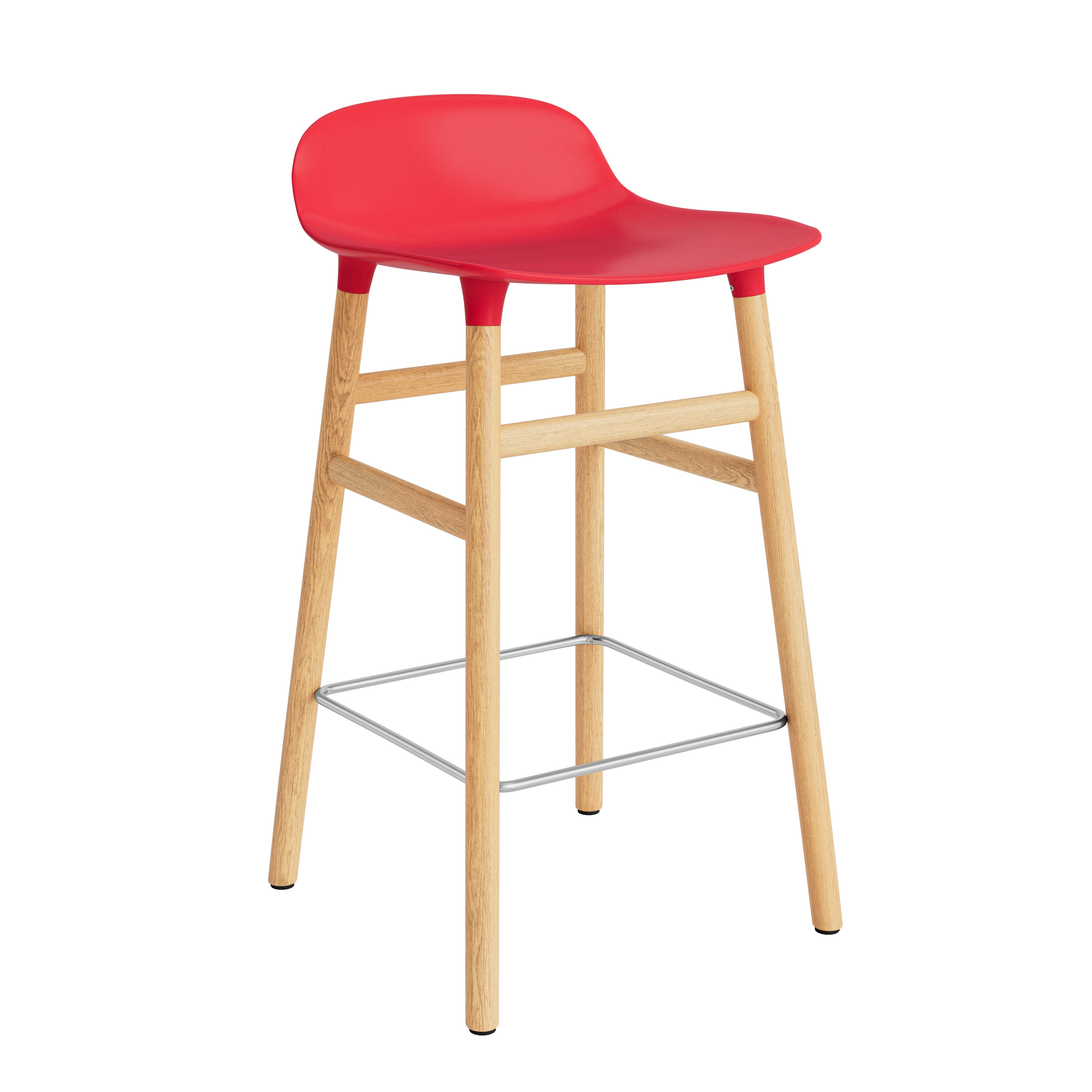 Hocker forms red with an oak base