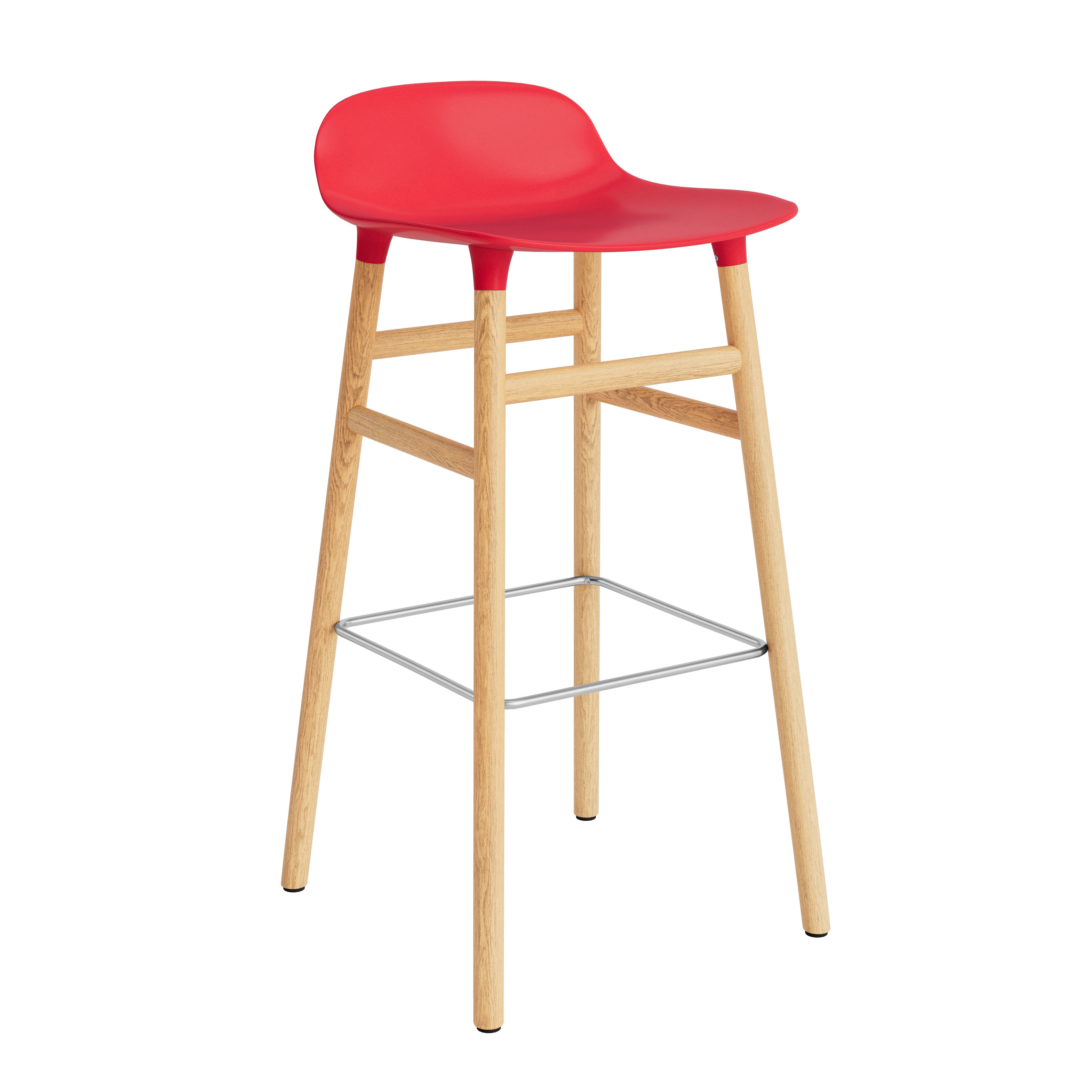 Hocker forms red with an oak base