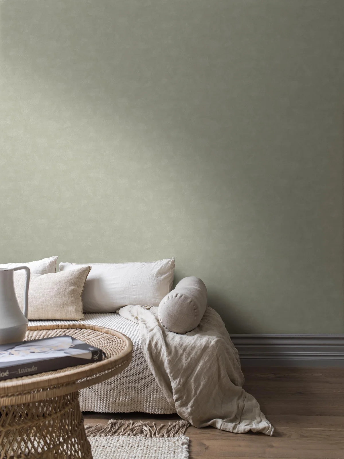 Canvas-like Wallpaper SHADES - PHONOLITE muted green