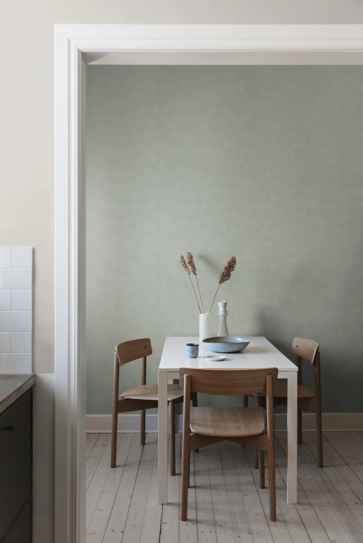 Behang dat canvas imiteert SHADES - LARIMAR lichtgroen