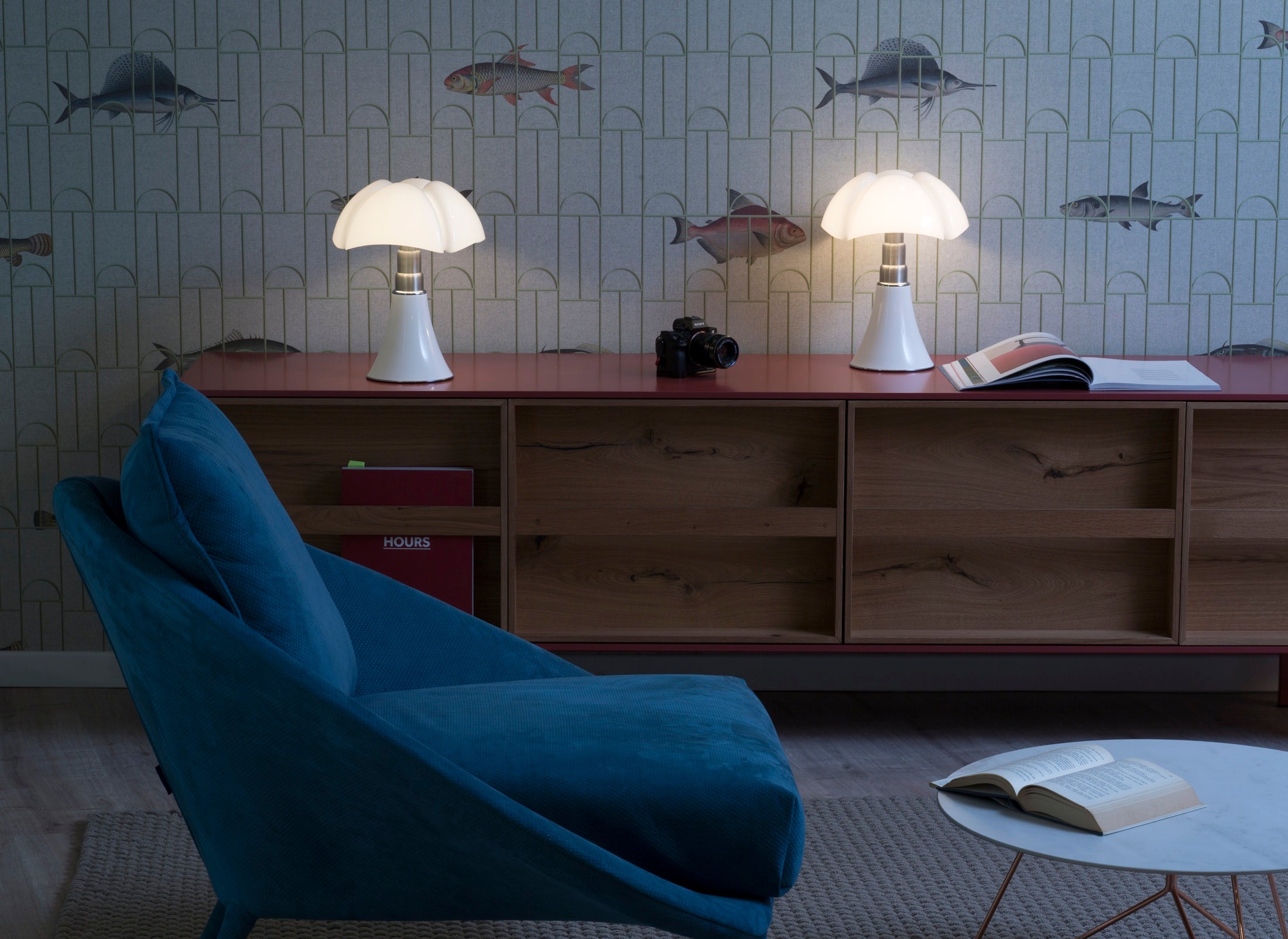 MINIPIPISTRELLO Table Lamp with Opal Shade and White Base