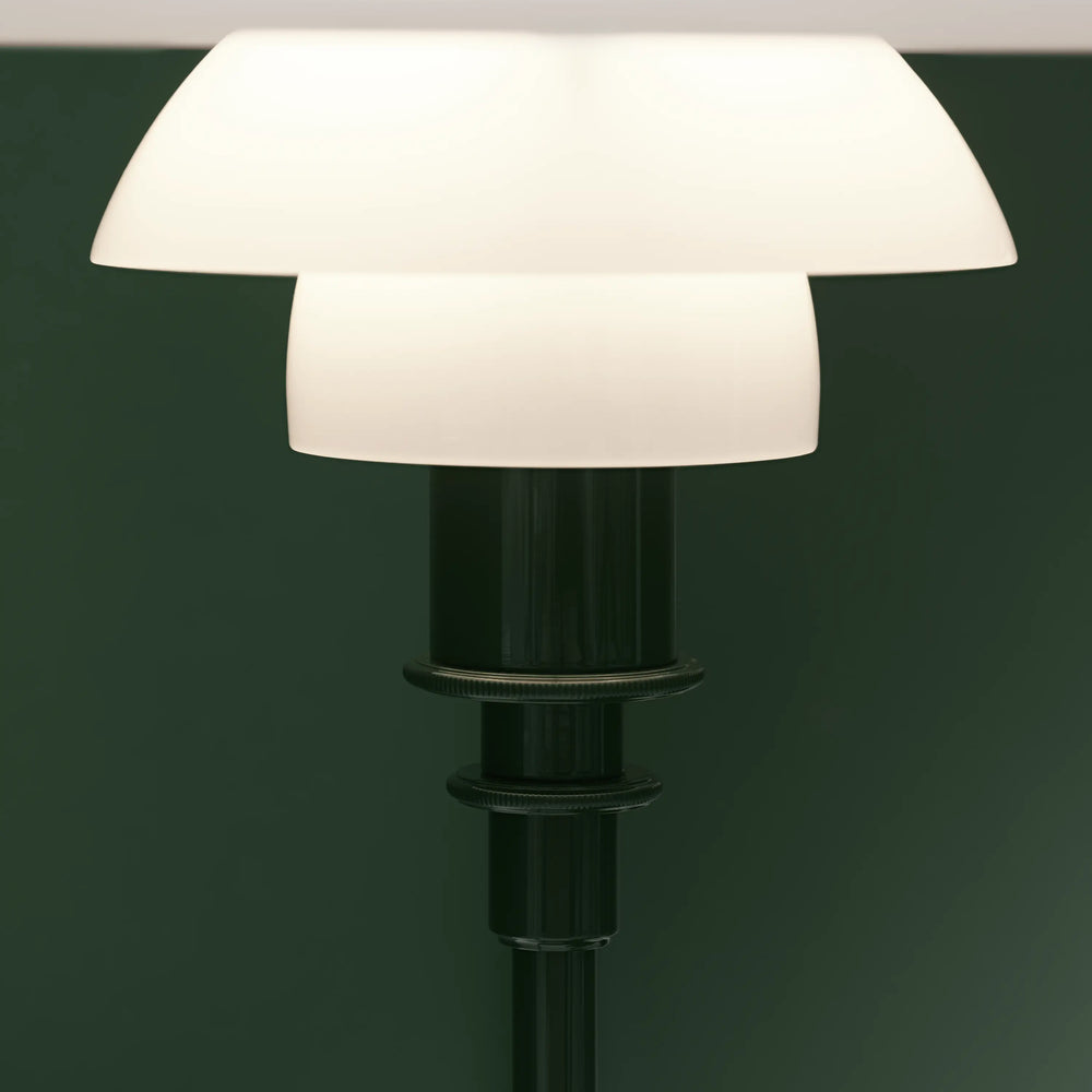 Tafellamp PH 2/1 wit met een donkergroene voet