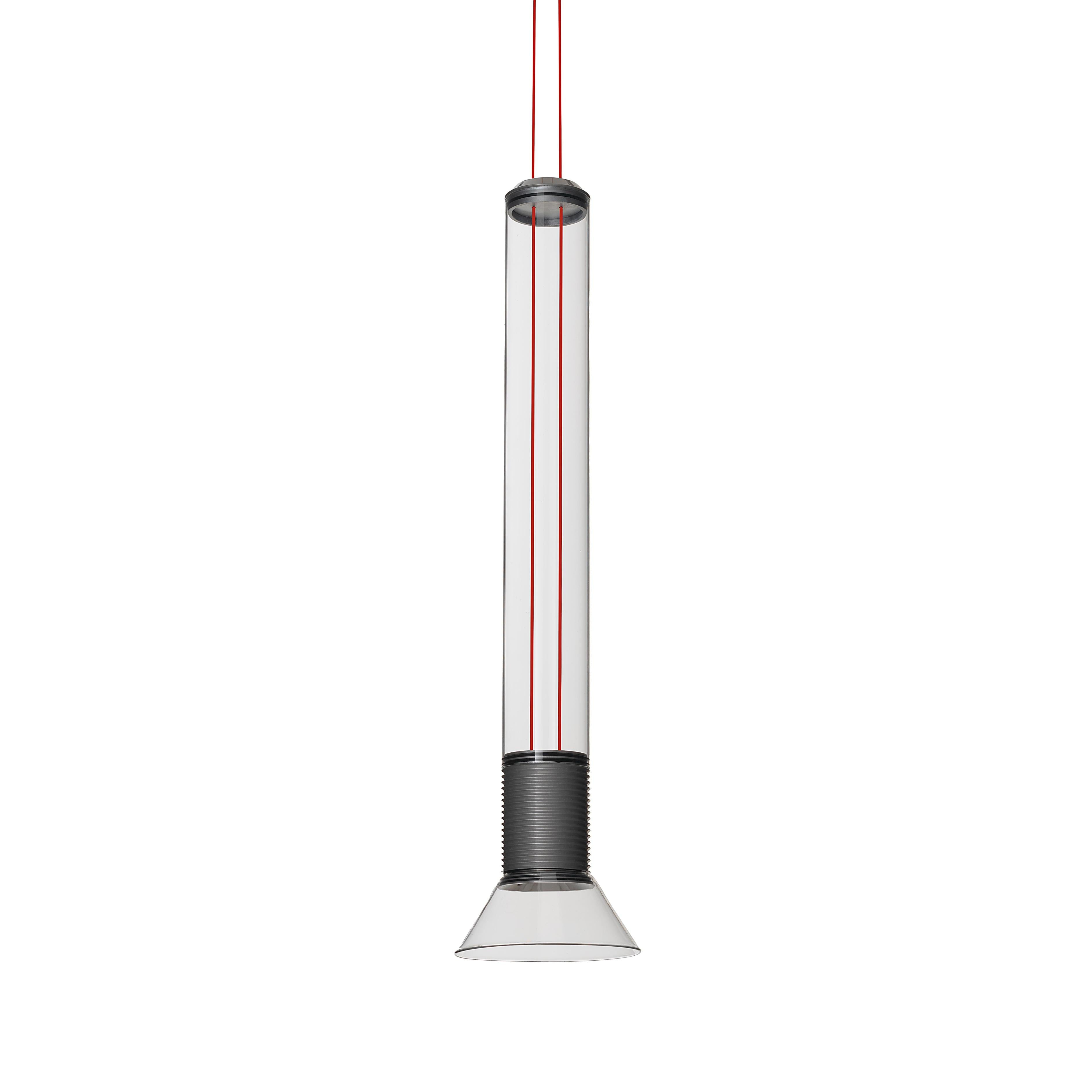 Hanglamp DIA transparant met matte grijze elementen