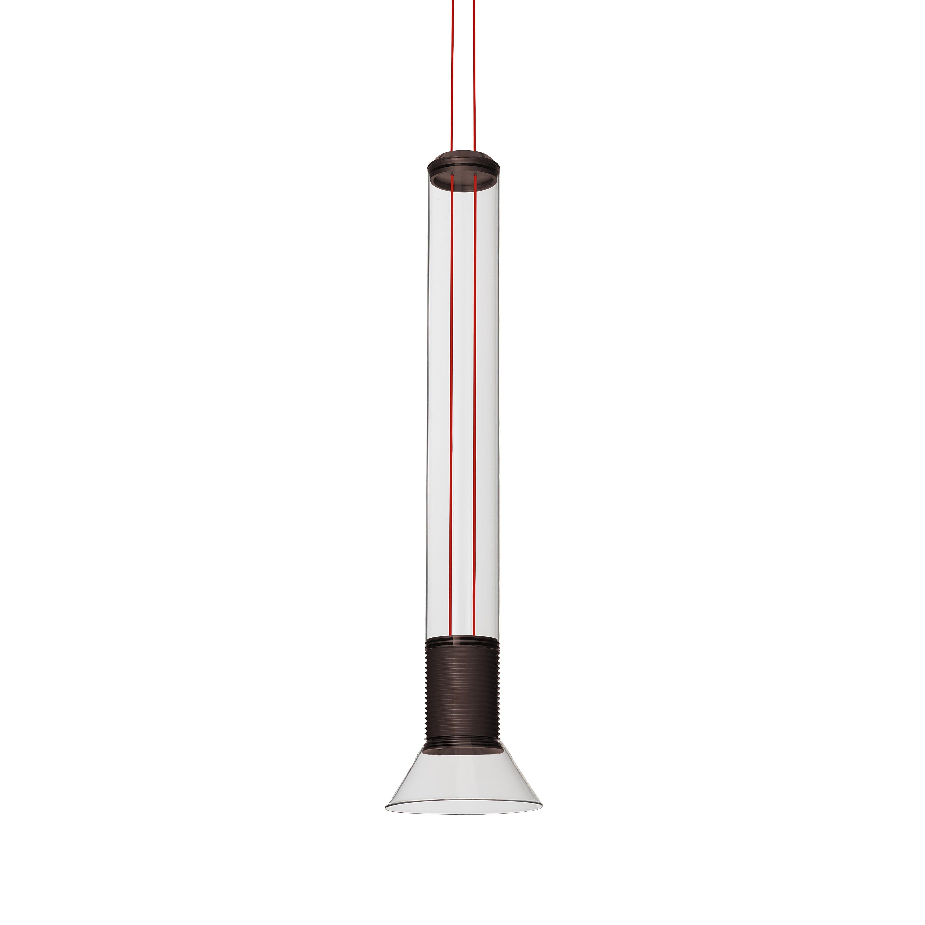 Hanglamp DIA transparant met matte bruine elementen