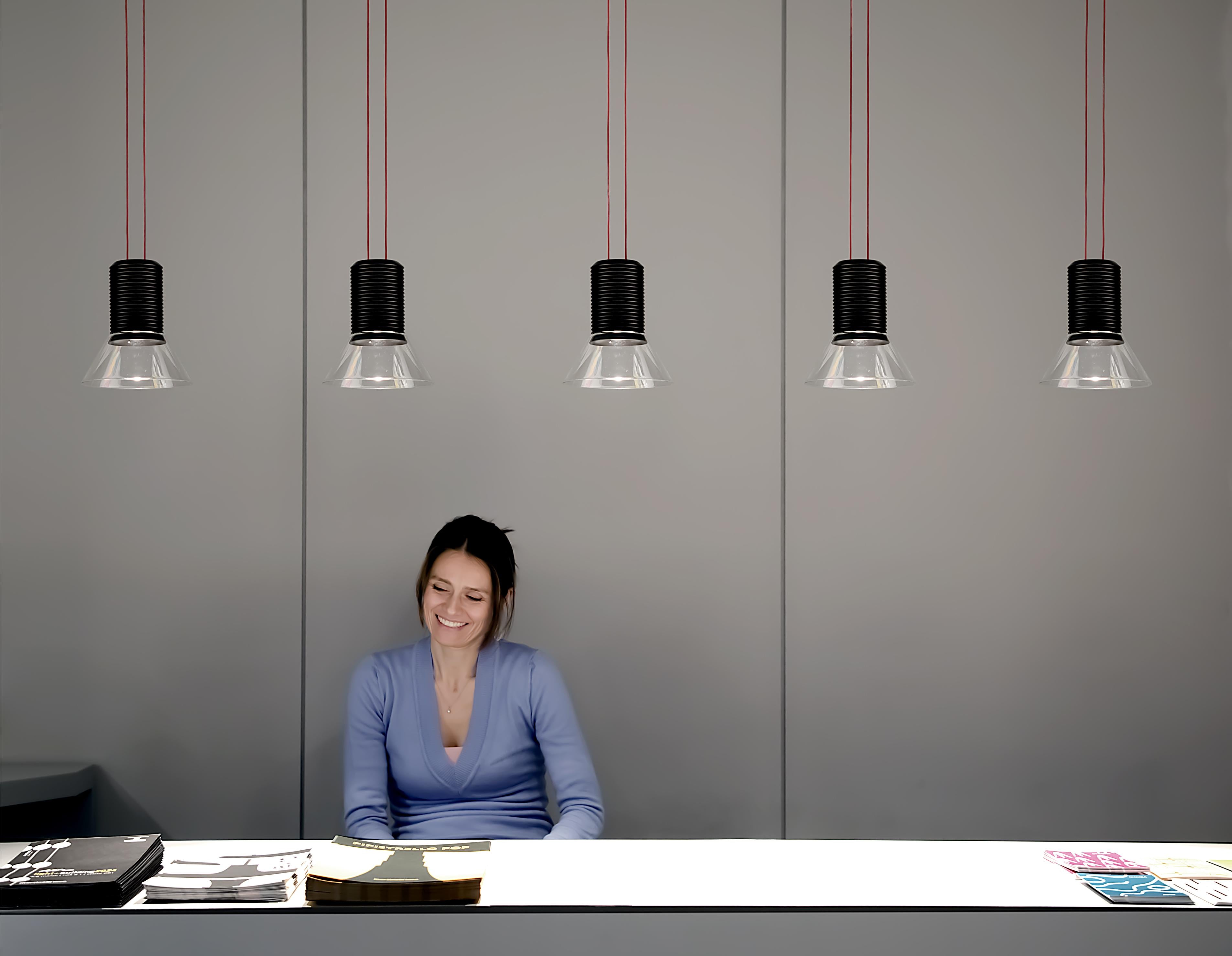 Plafondlamp DIA transparant met matte grijze elementen