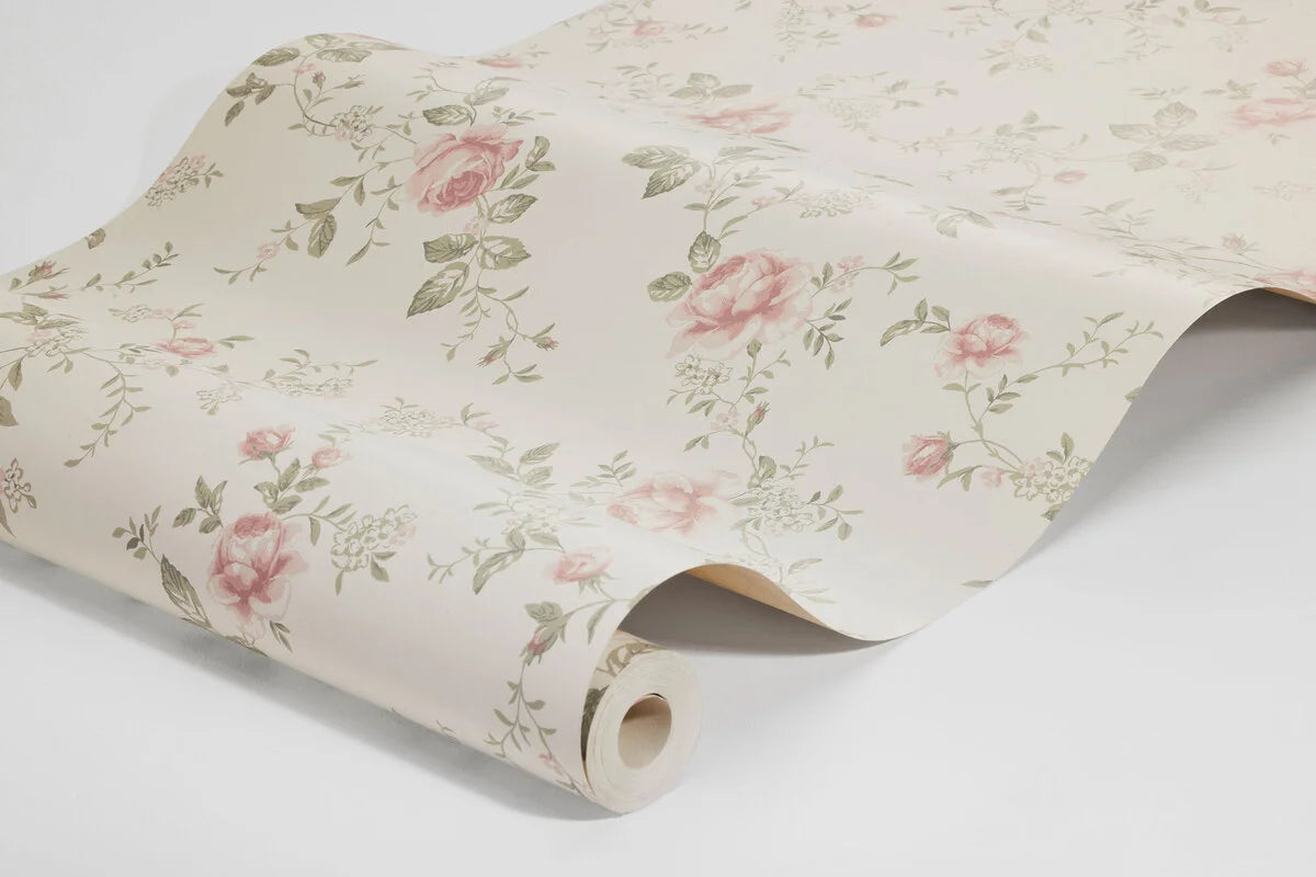 Wandtapijt met plantenmotief ROSE GARDEN wit