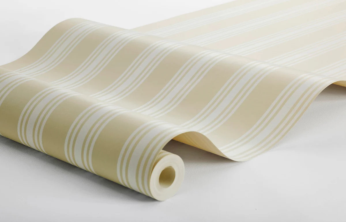 GUNNEBO Yellow and White Striped Wallpaper