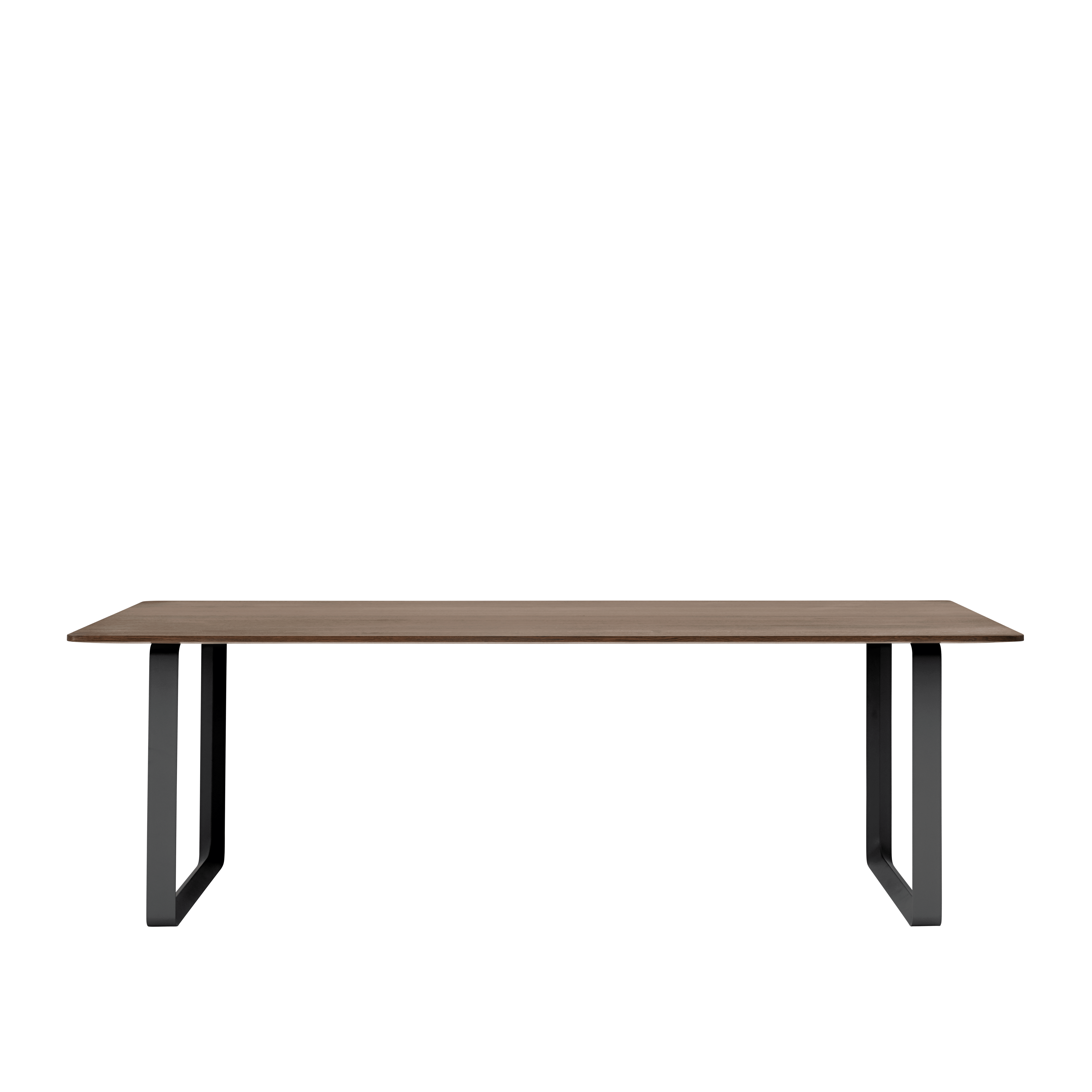 Tafel 70/70 donker eikenhout met zwarte basis