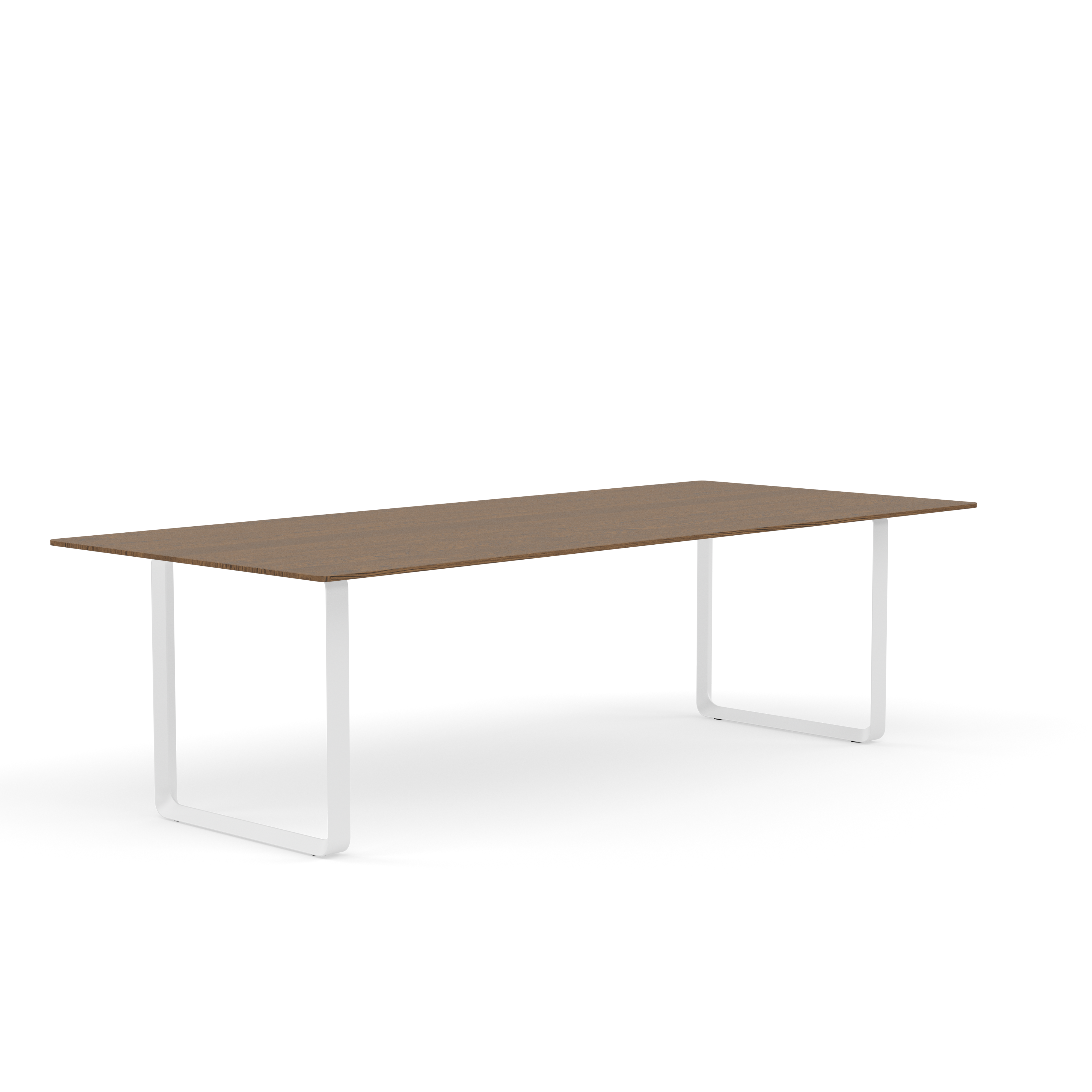 Tafel 70/70 donker eikenhout met witte basis