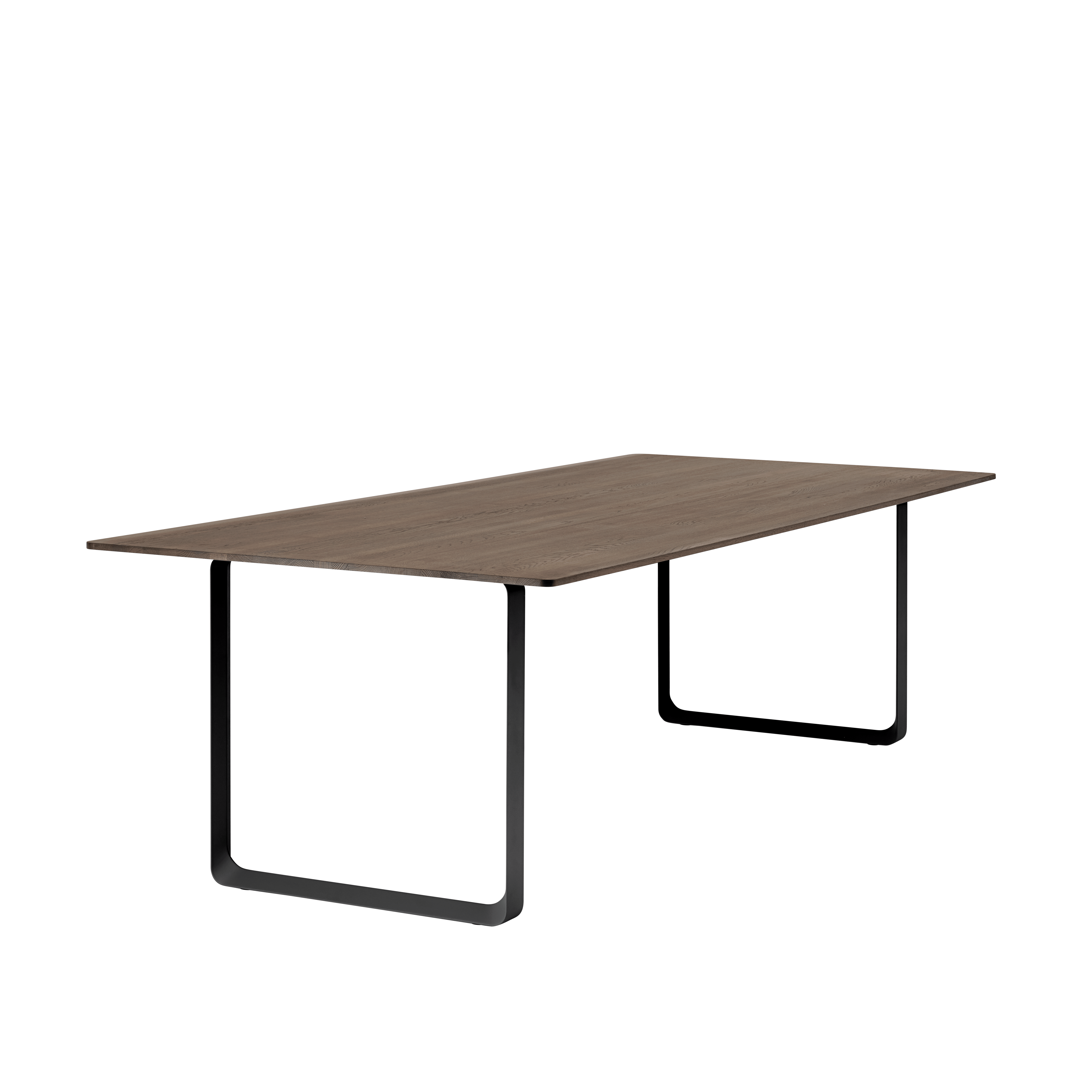 Tafel 70/70 donker eikenhout met zwarte basis