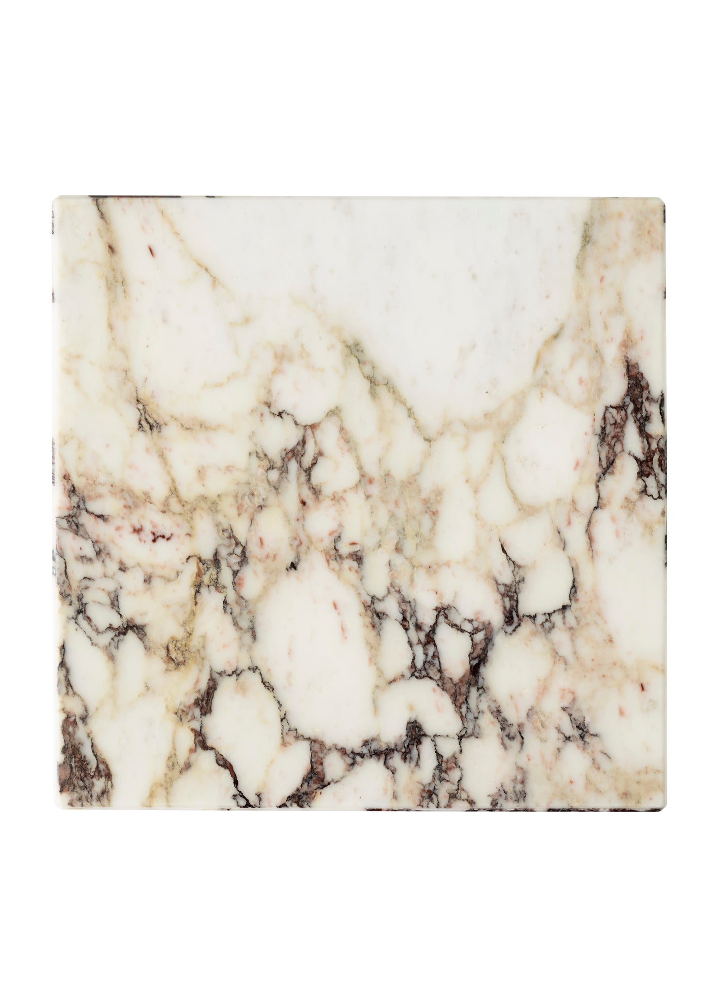 PLINTH Side Table White-Brown Marble