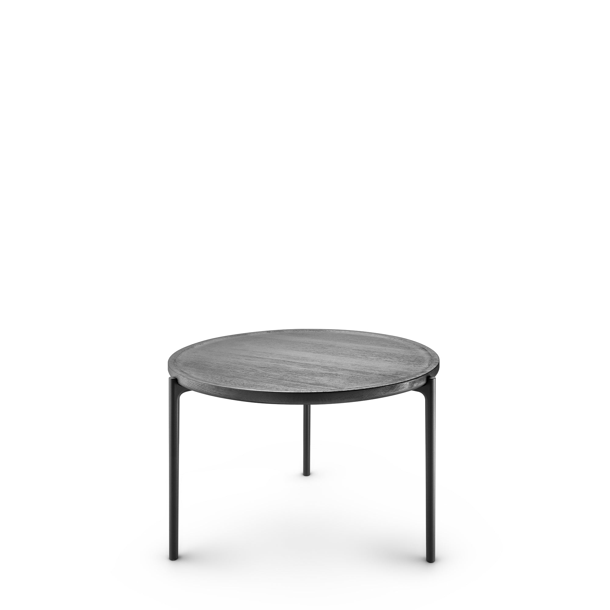 Runder Beistelltisch SAVOYE schwarzes Eichenholz mit schwarzem Gestell