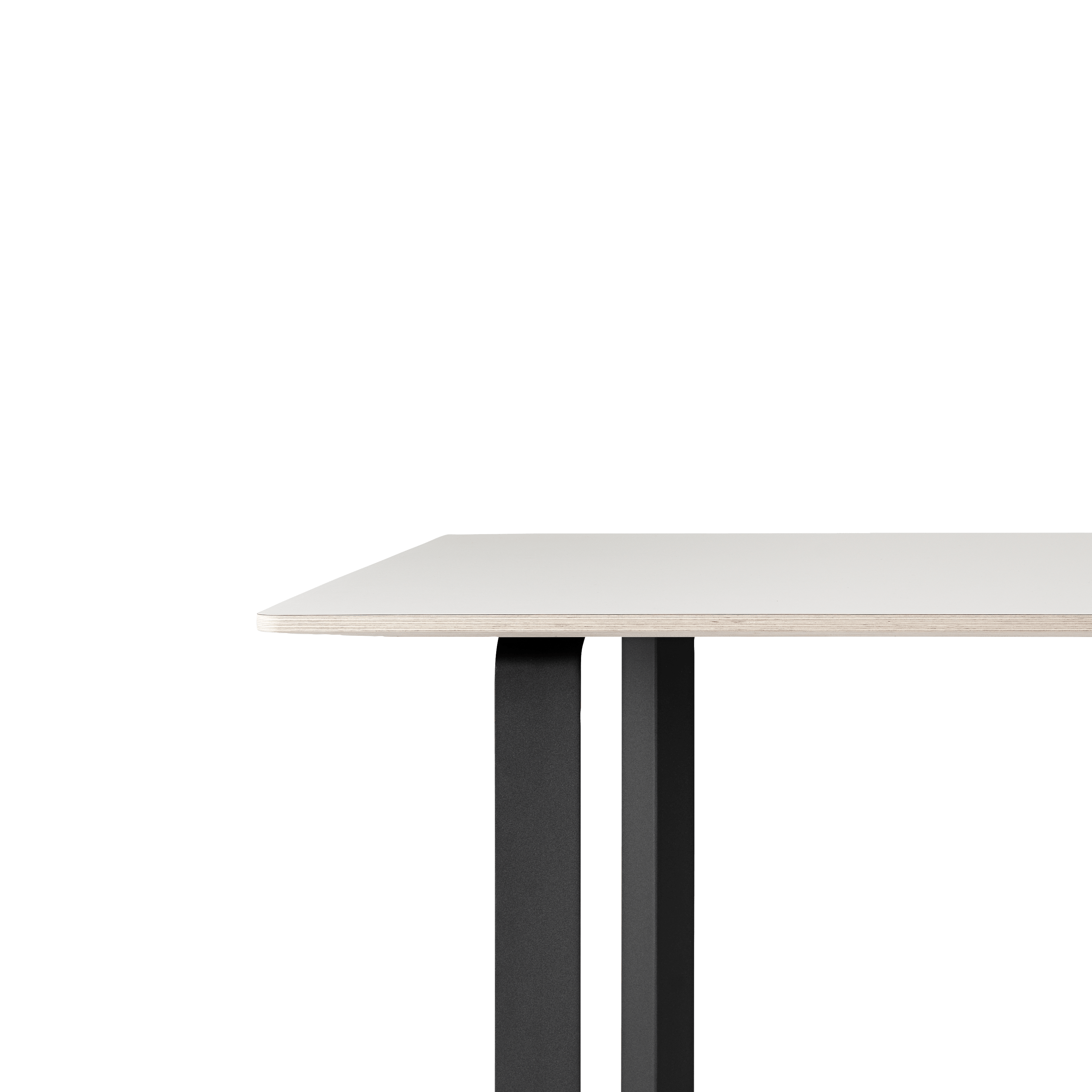 Witte tafel 70/70 met zwarte basis