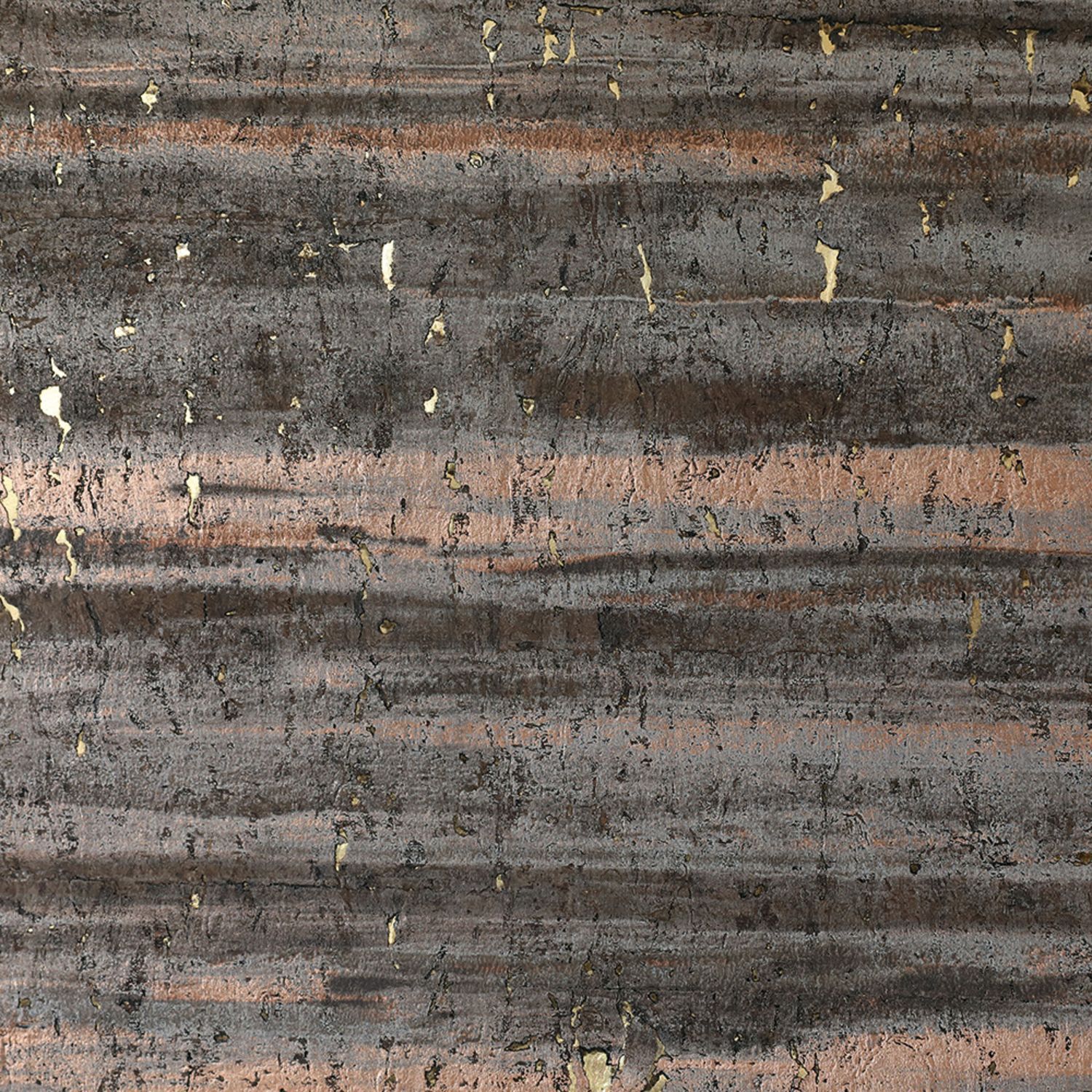 Natural cork structural wallpaper with metallic finish LIEGE - COPPER AND GOLD dark brown with gold