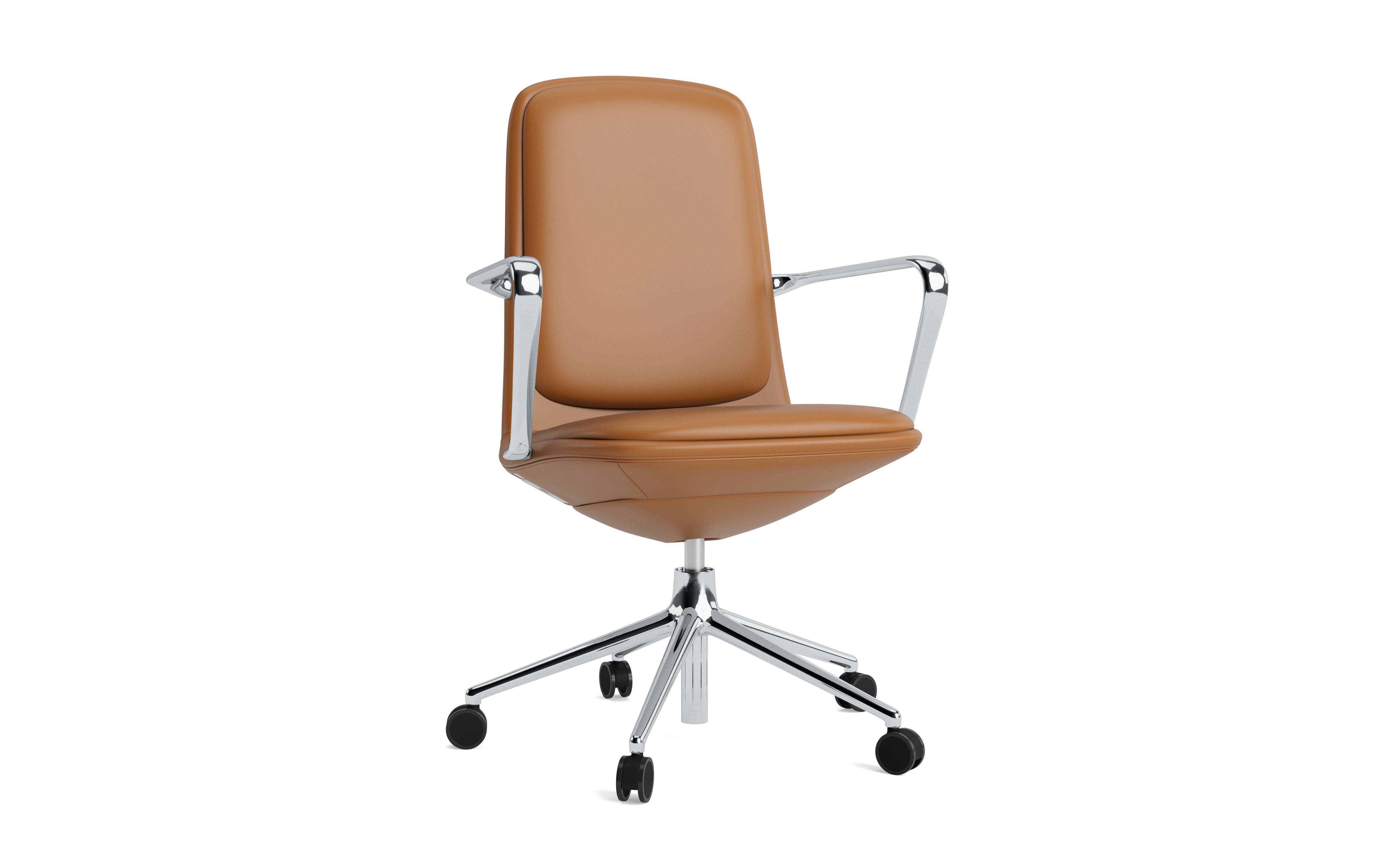 Gestoffeerde bureaustoel met armleuningen OFF LOW 5W met aluminium basis