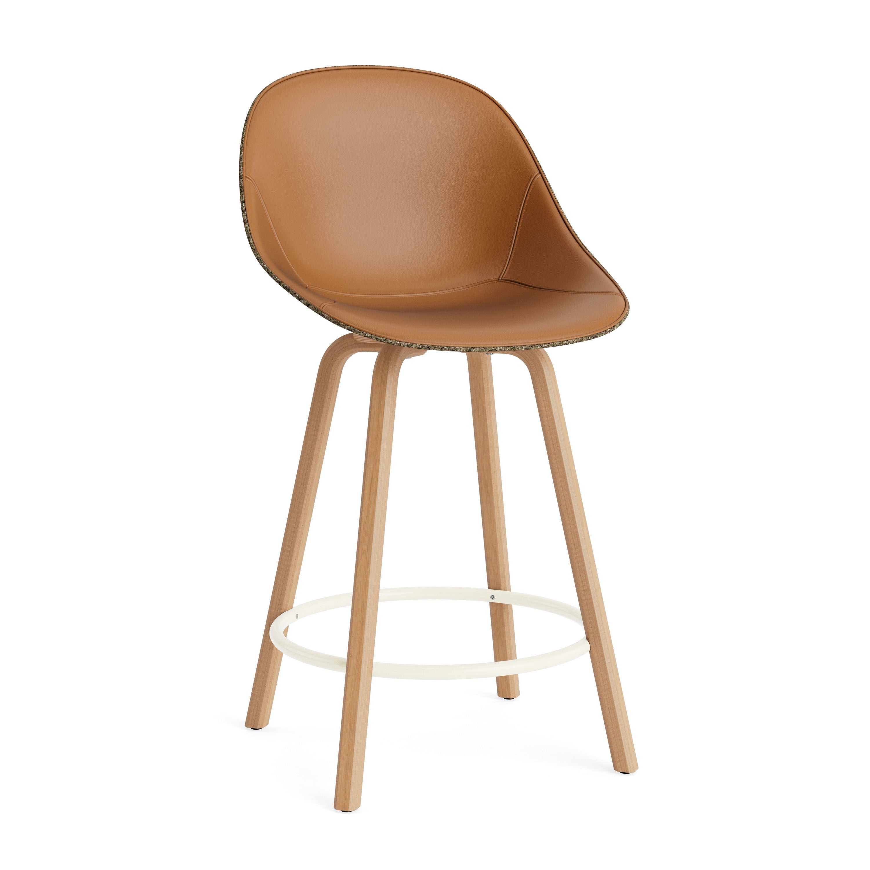 Bar chair with backwards upholstered green mats with beech plywood