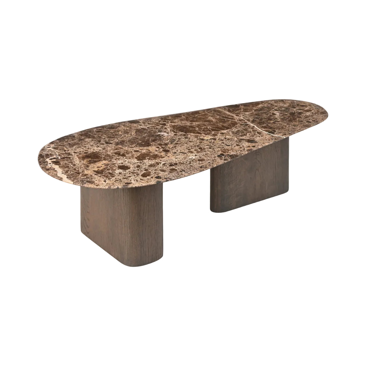 Set van salontafels CASTELLO bruin met marmeren blad