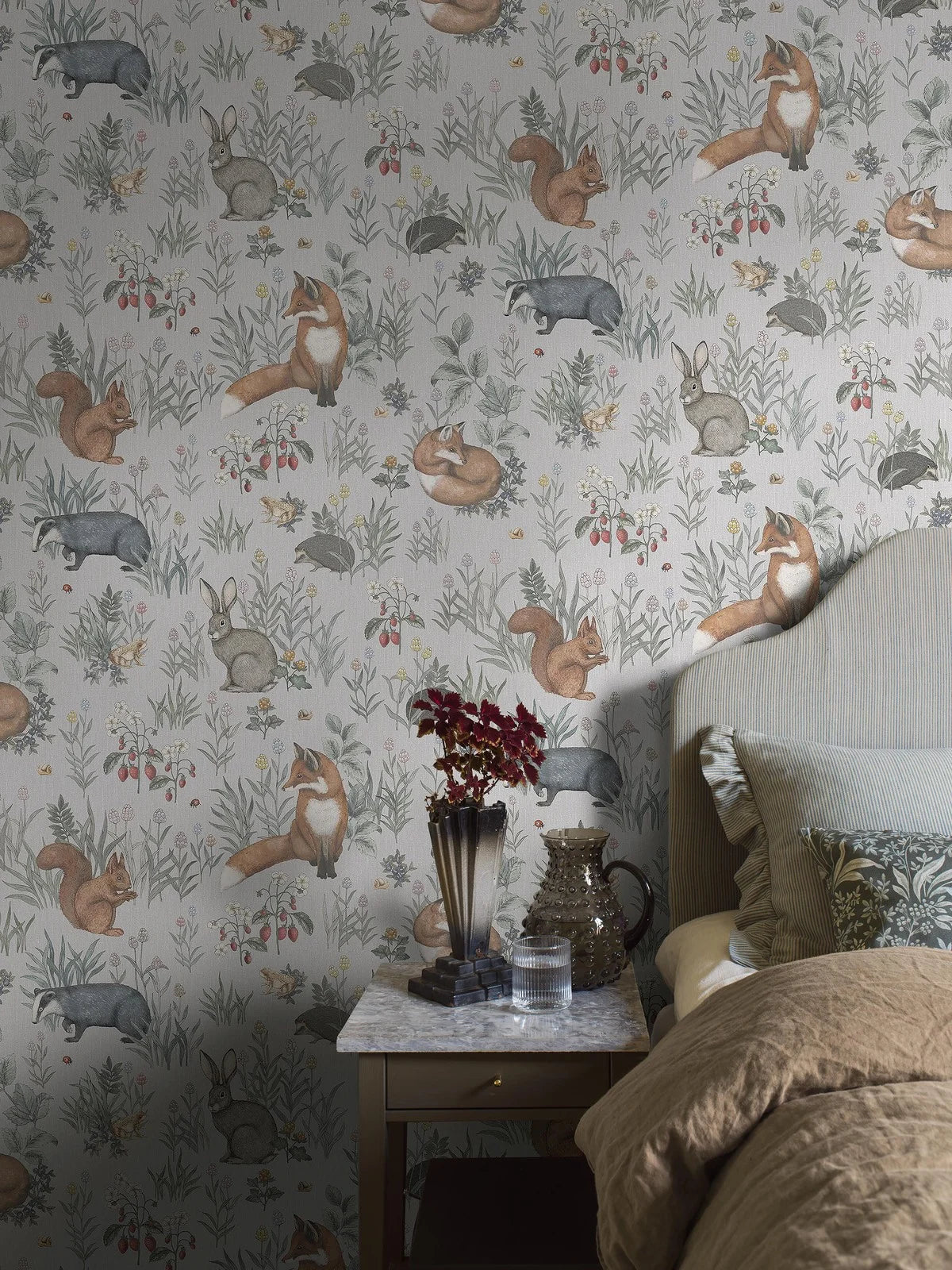 Muurschildering voor kinderen met dierenmotief FOREST FRIENDS blauw