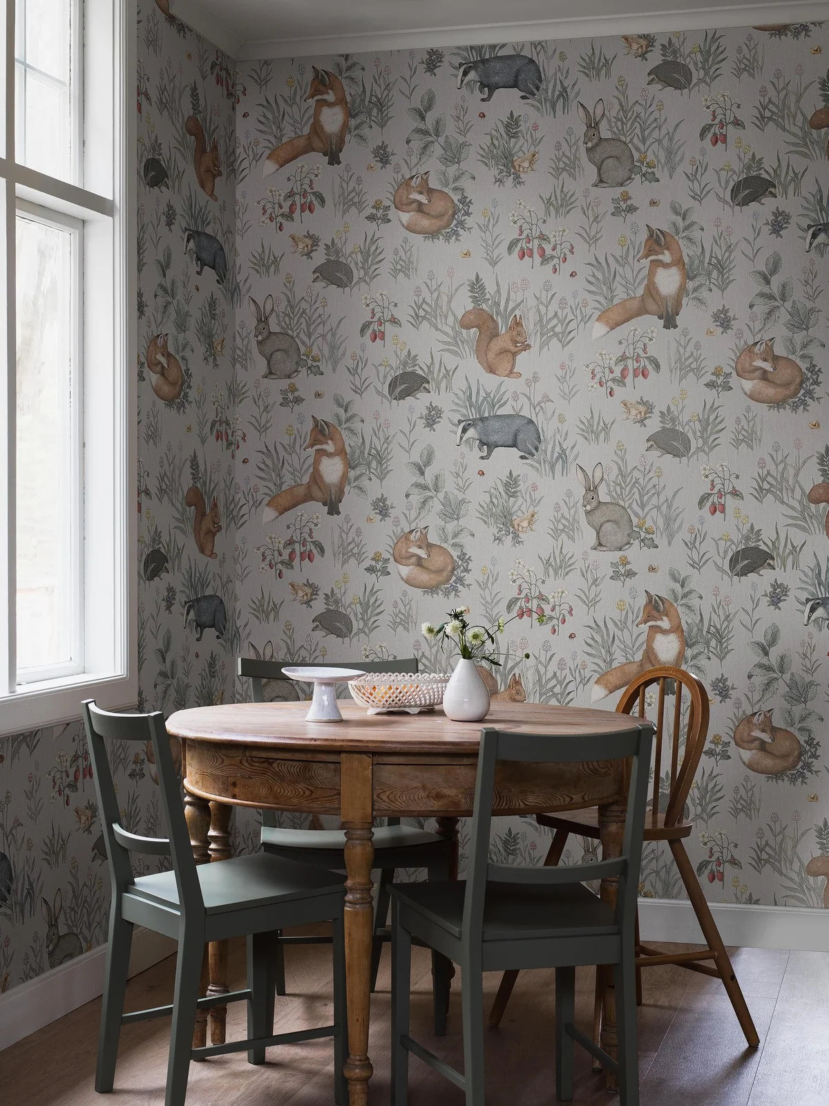 Muurschildering voor kinderen met dierenmotief FOREST FRIENDS blauw