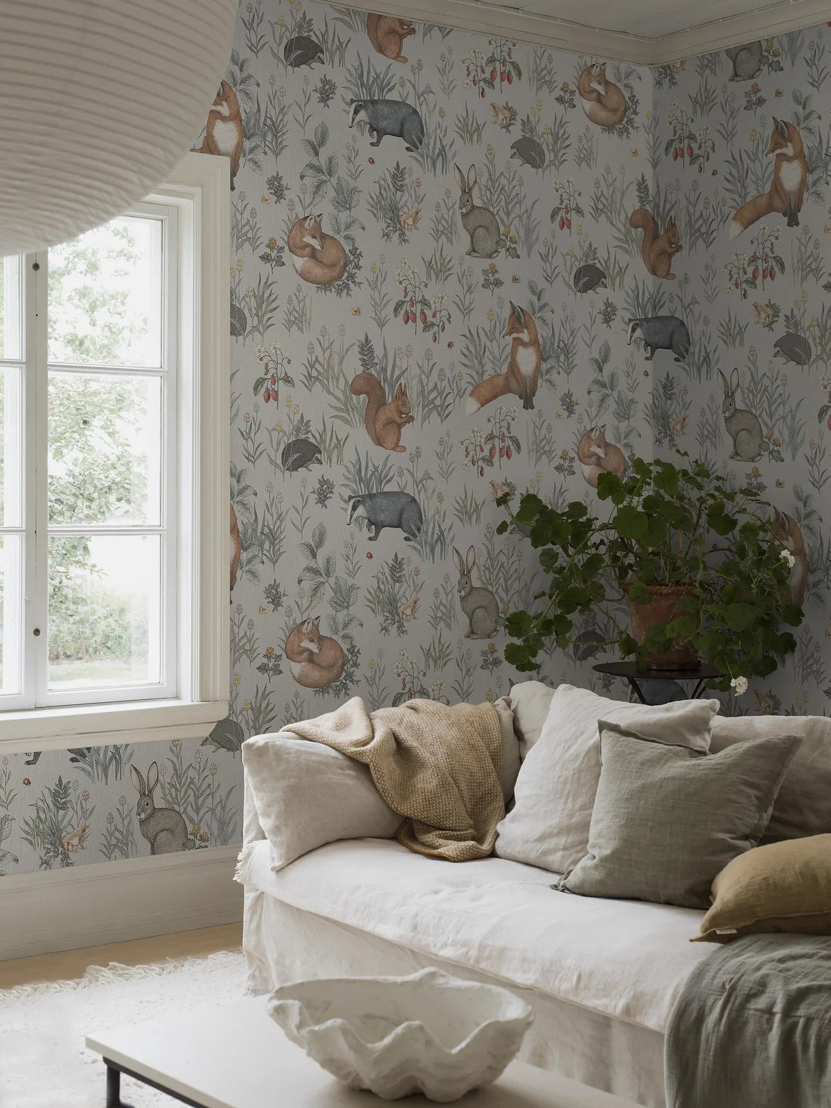 Muurschildering voor kinderen met dierenmotief FOREST FRIENDS blauw