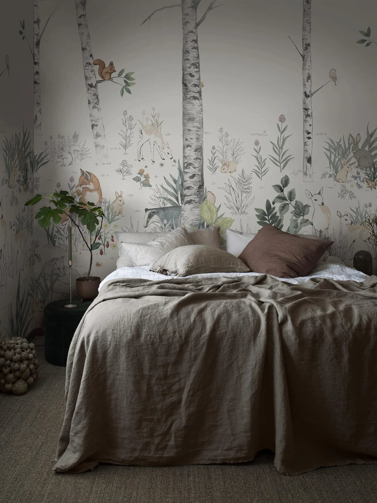 Children's mural with a forest landscape MAGIC FOREST warm white