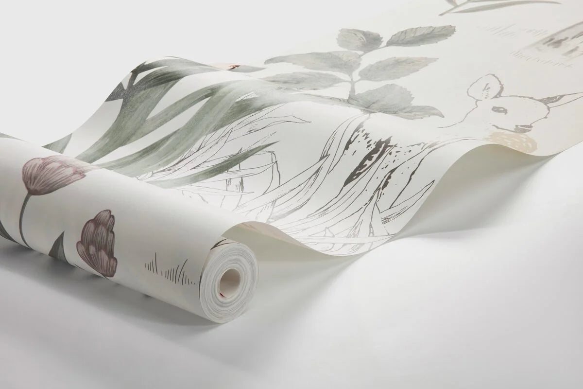 Children's mural with a forest landscape MAGIC FOREST warm white