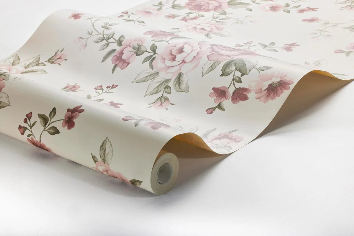Tapete mit pflanzlichem Blumenmotiv NOMI beige