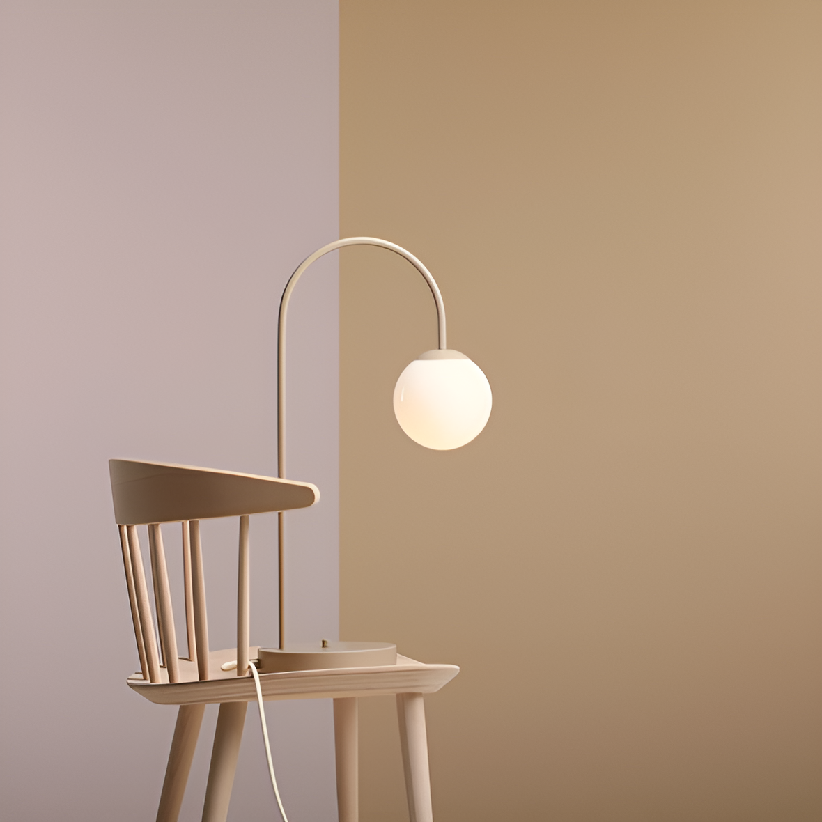 Lampa stołowa UNA beżowy – szkło, Artera