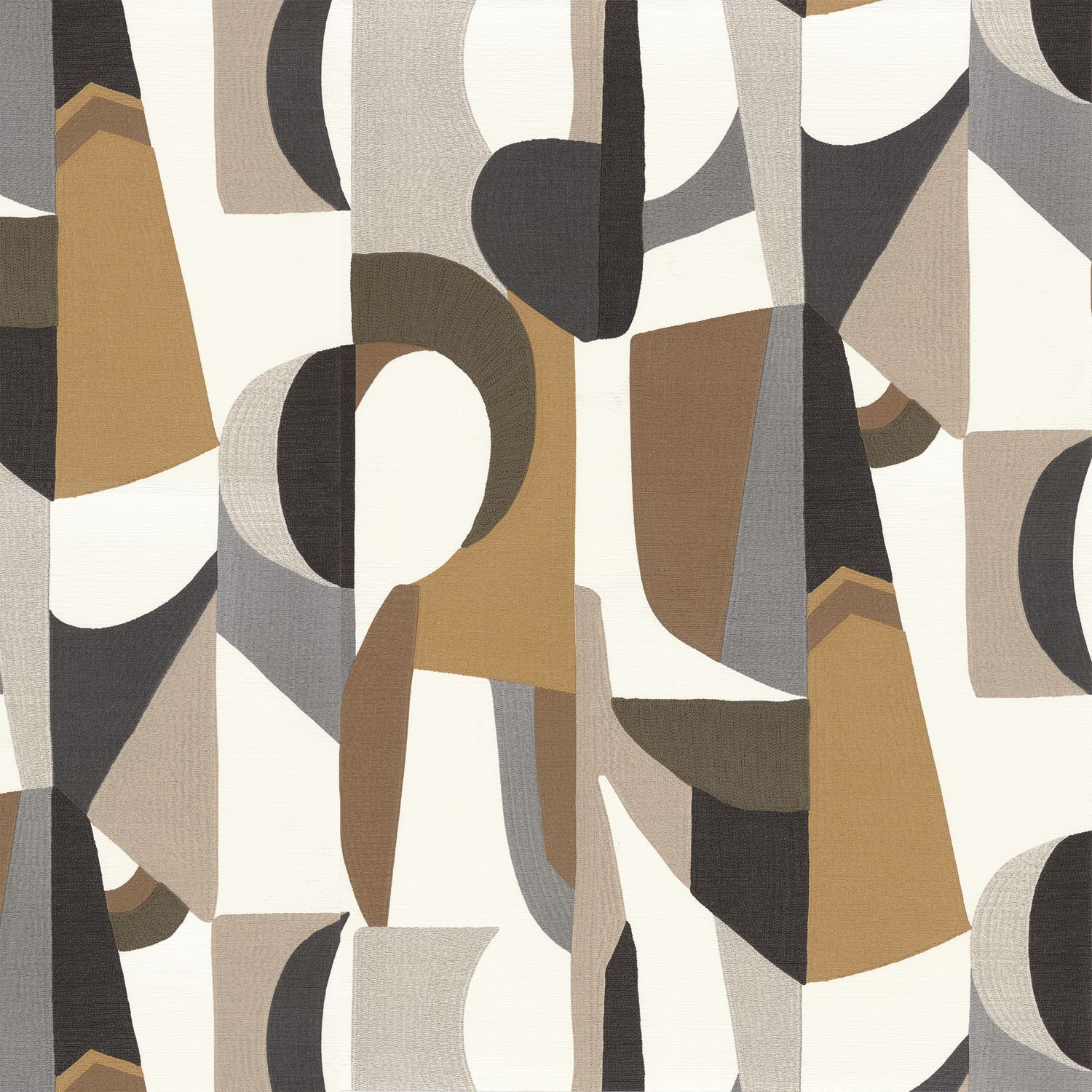 Structuurtapijt met abstract patroon ASSEMBLAGE - WIT/CHOCOLADE wit met chocolade