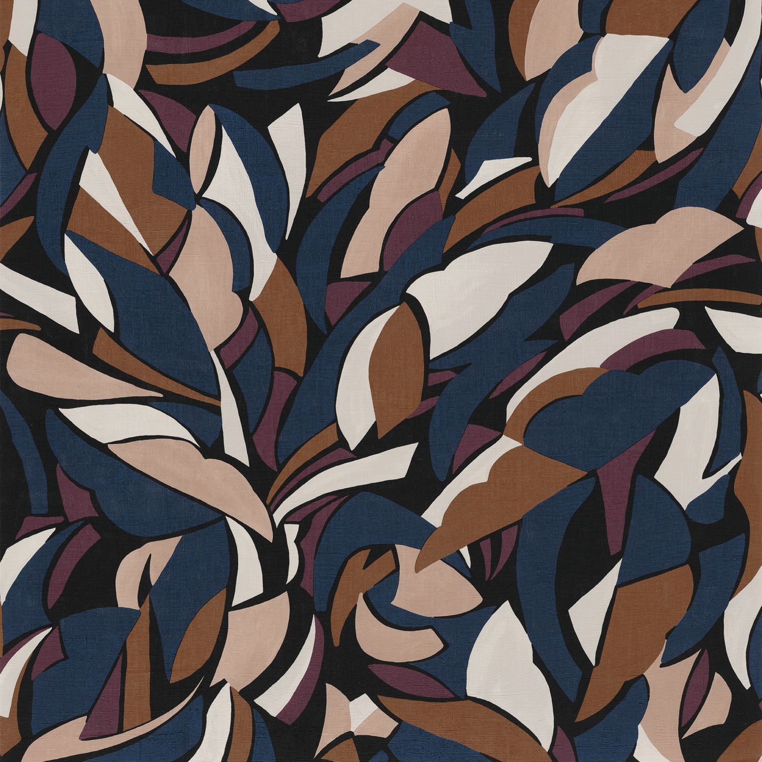 Strukturierte Tapete mit abstraktem geometrischem Muster COLLAGE - NOIR/BLUSH schwarz mit blau