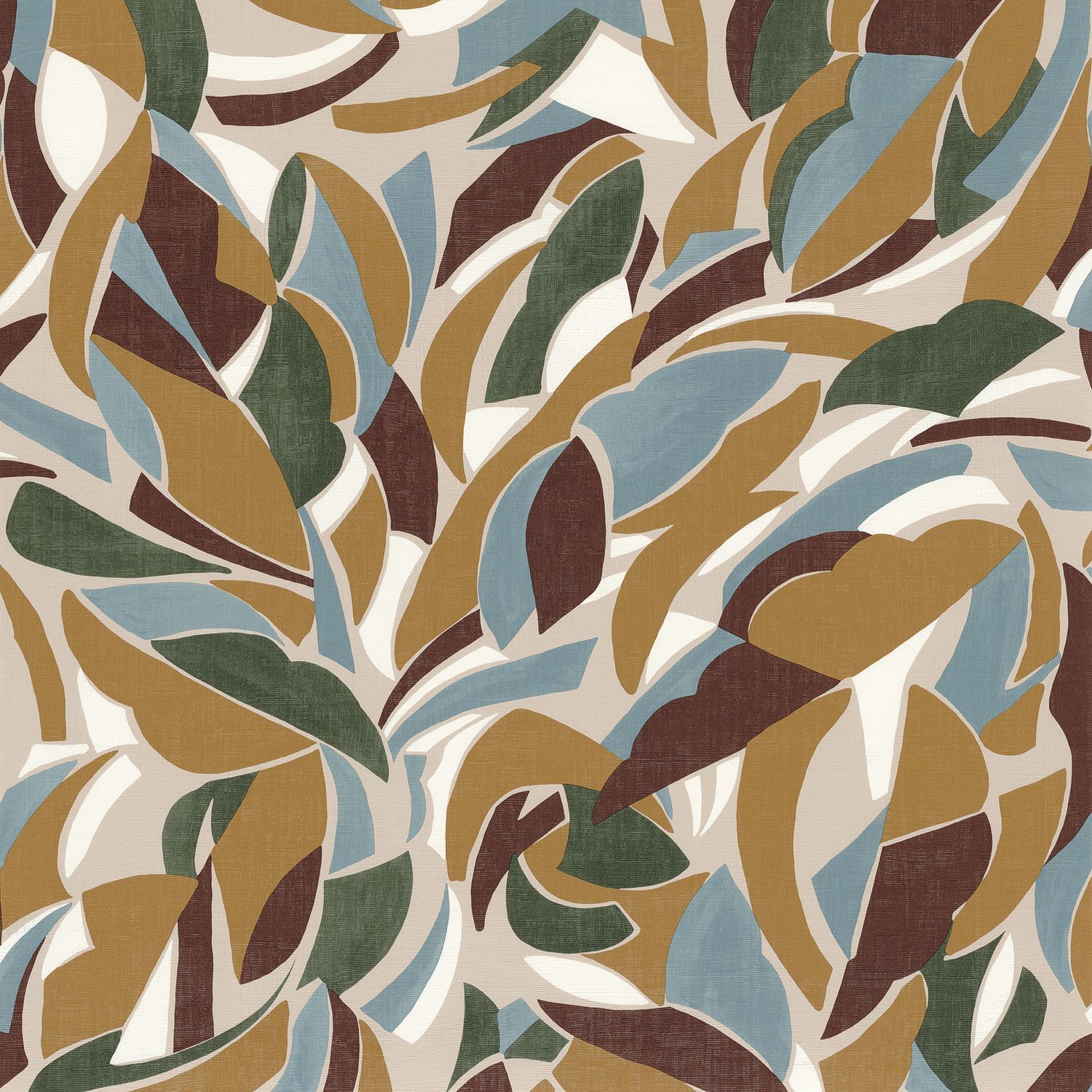 Structural wallpaper with an abstract geometric pattern COLLAGE - GREGE/MUSTARD green with mustard