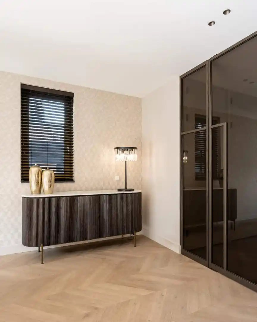 Komoda BARKLEY brązowy ze złotą podstawą