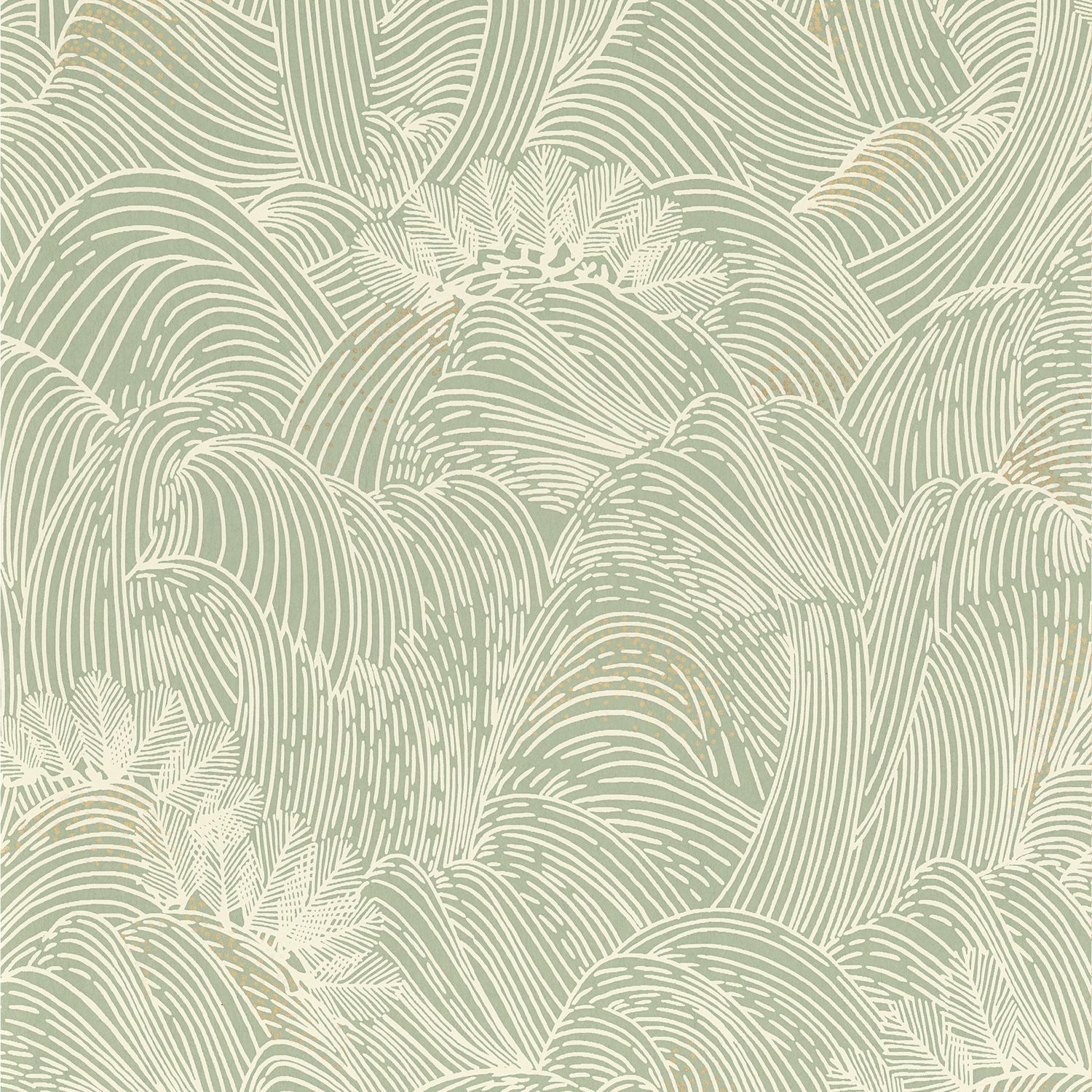 Structural wallpaper with an abstract wave pattern MARÉE HAUTE - GREEN