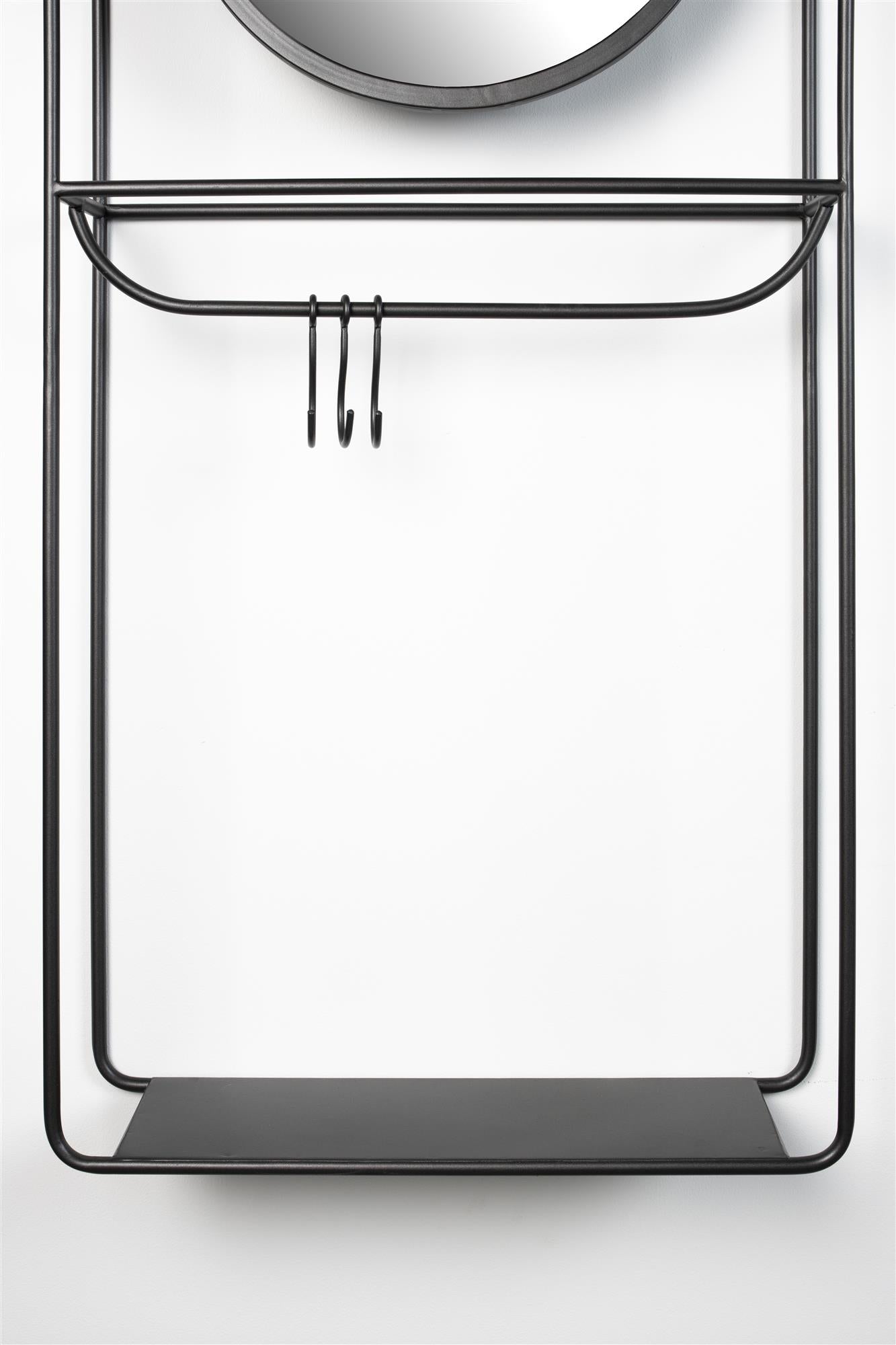 Wandkapstok met spiegel DUCO zwart