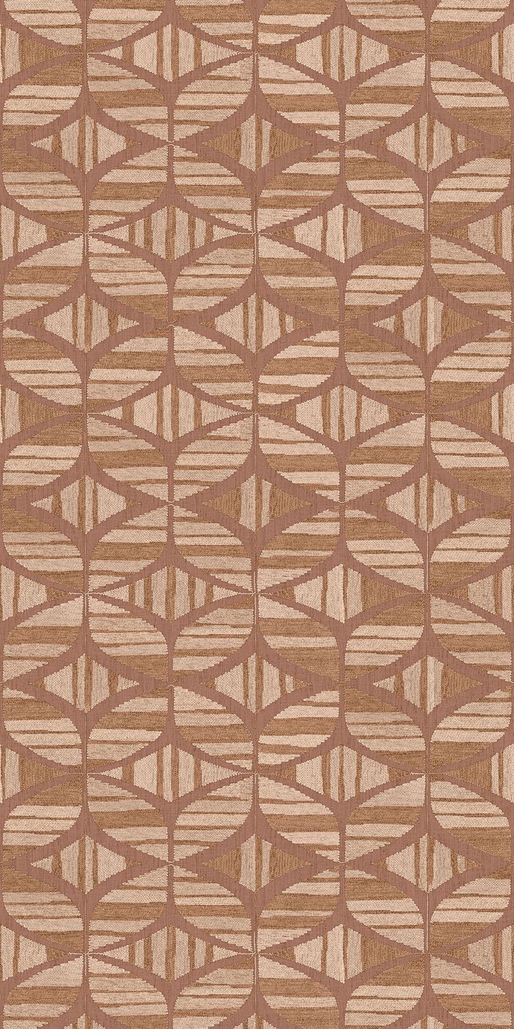 Structural wallpaper imitating embroidery with geometric pattern FILANDRA rosewood