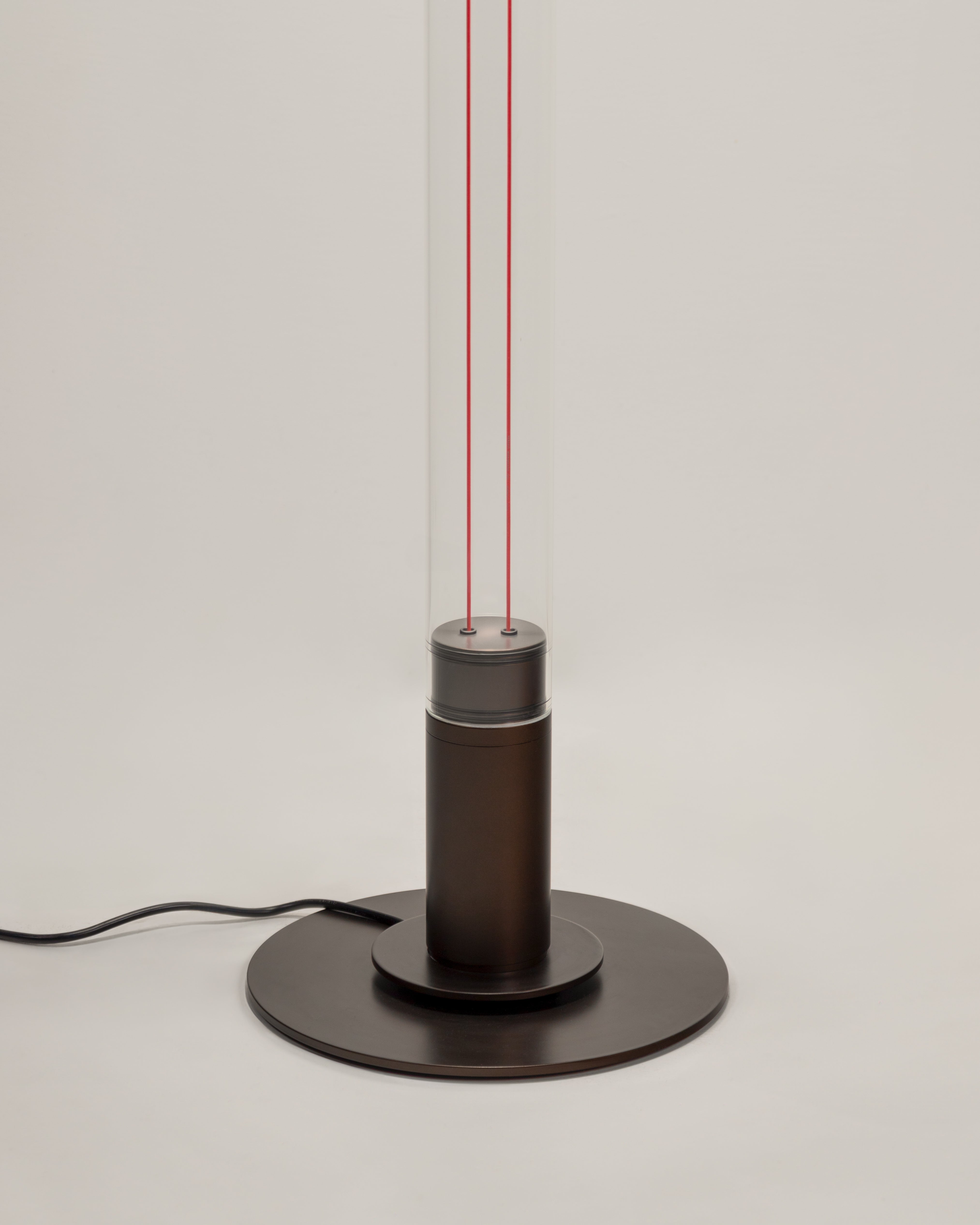 Vloerlamp DIA transparant met matte grijze elementen
