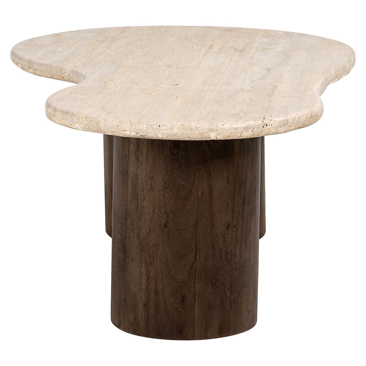 DOUGLAS coffee table travertine with wooden base