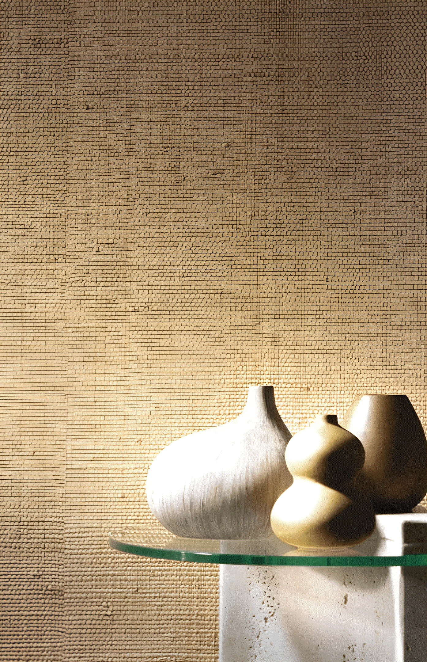 Natural structural wallpaper made of raffia KOMBA - WHITE