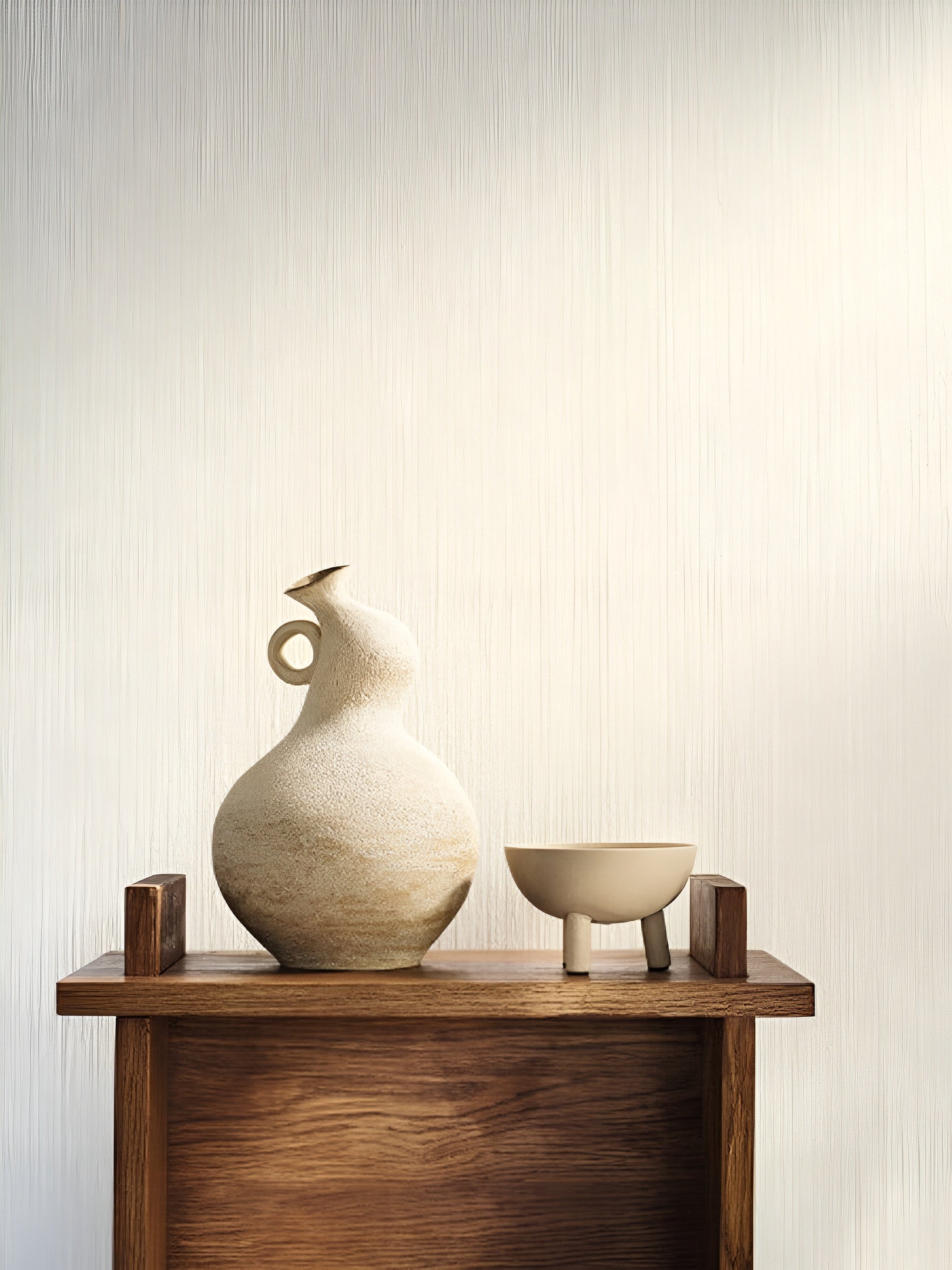 Textile structural wallpaper imitating bark TOGIAN - BLANC broken white