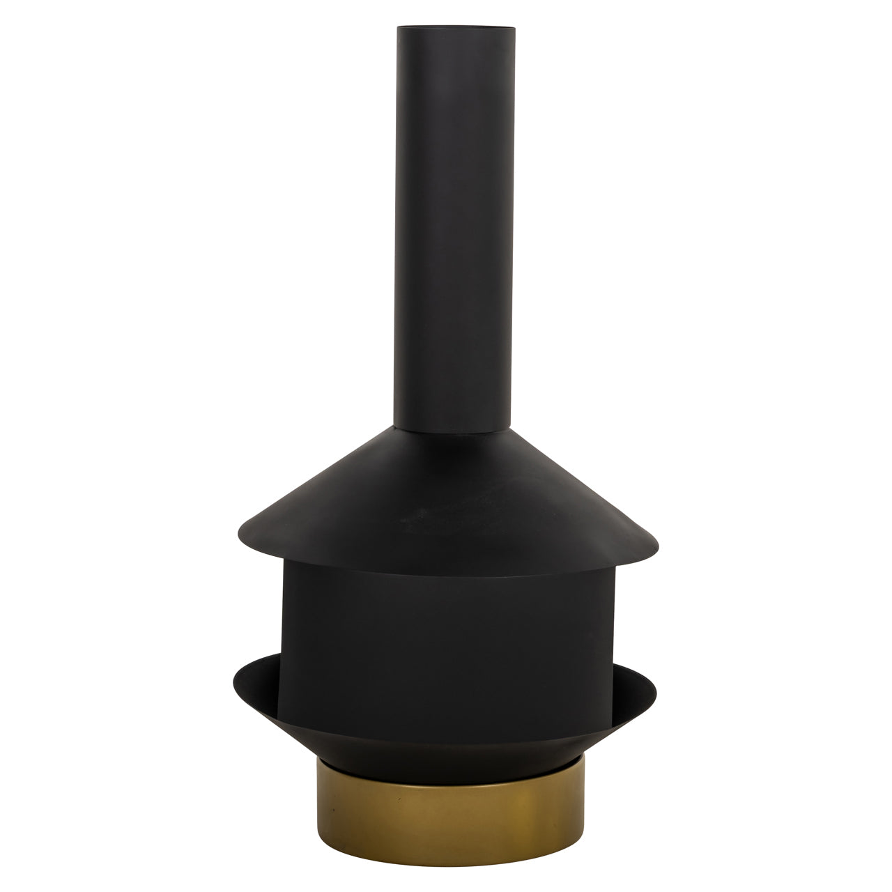 QUINN black garden fireplace with a gold base