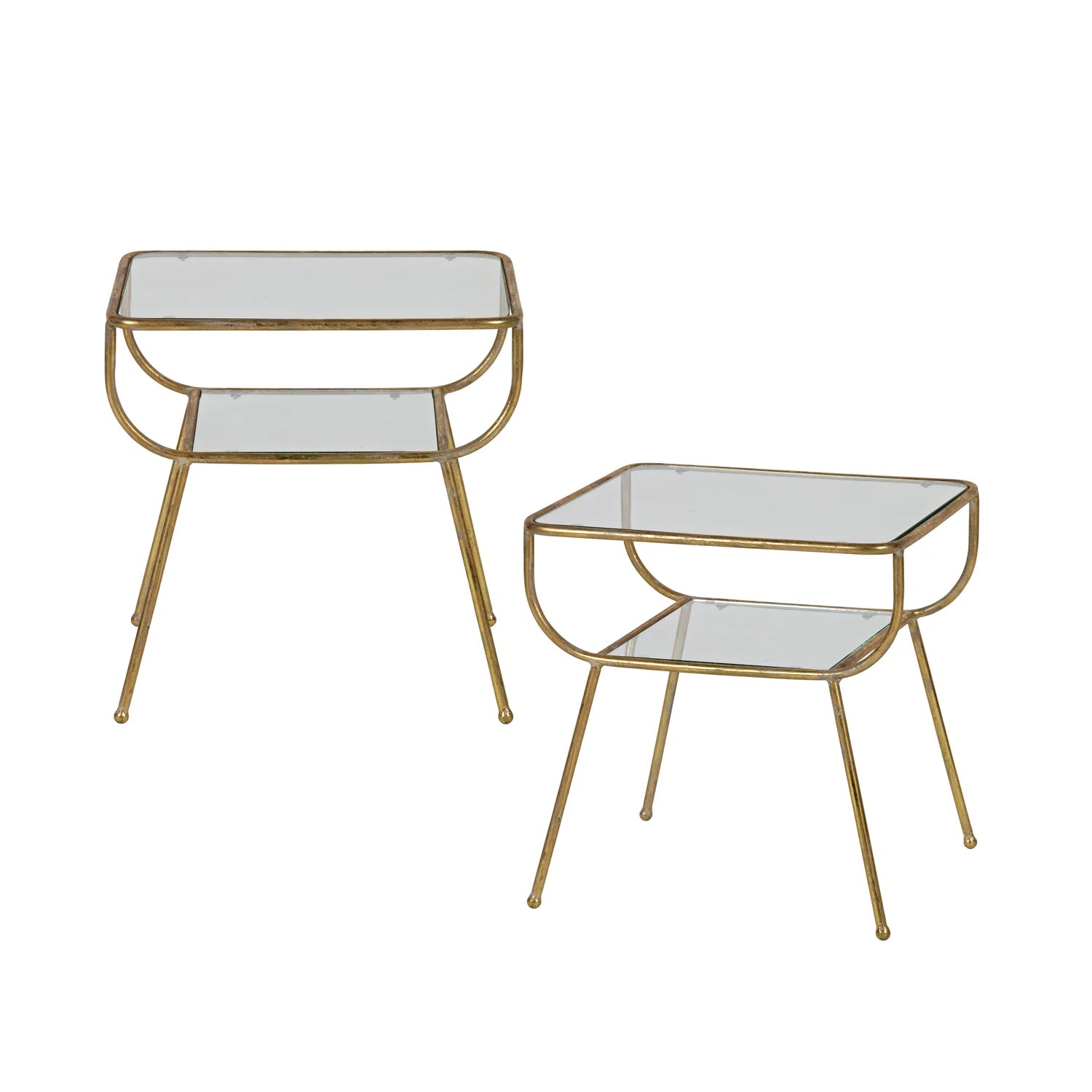 Bijzettafel AMAZING antiek messing met glas