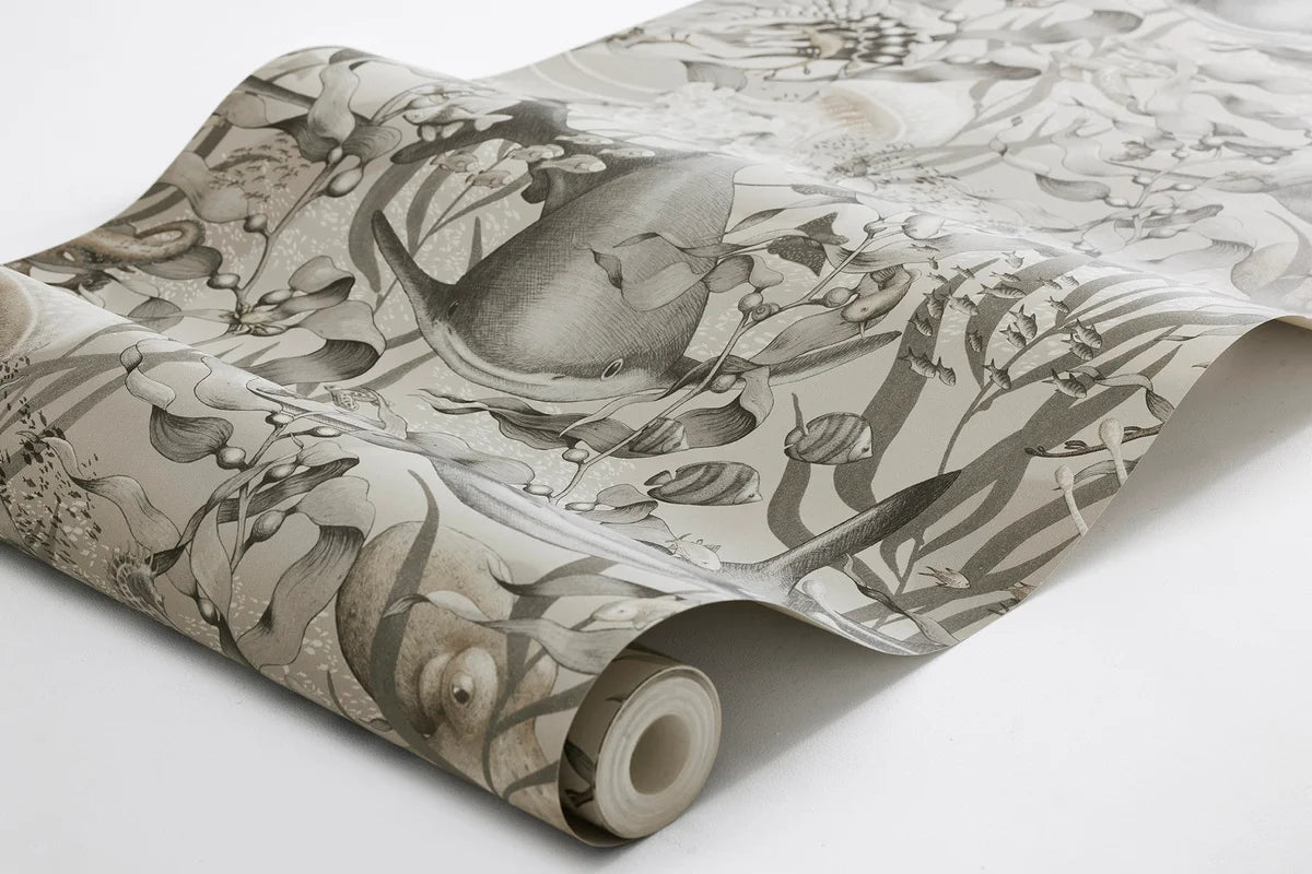 Children's wallpaper with an underwater animals theme UNDERWATER MAGIC beige