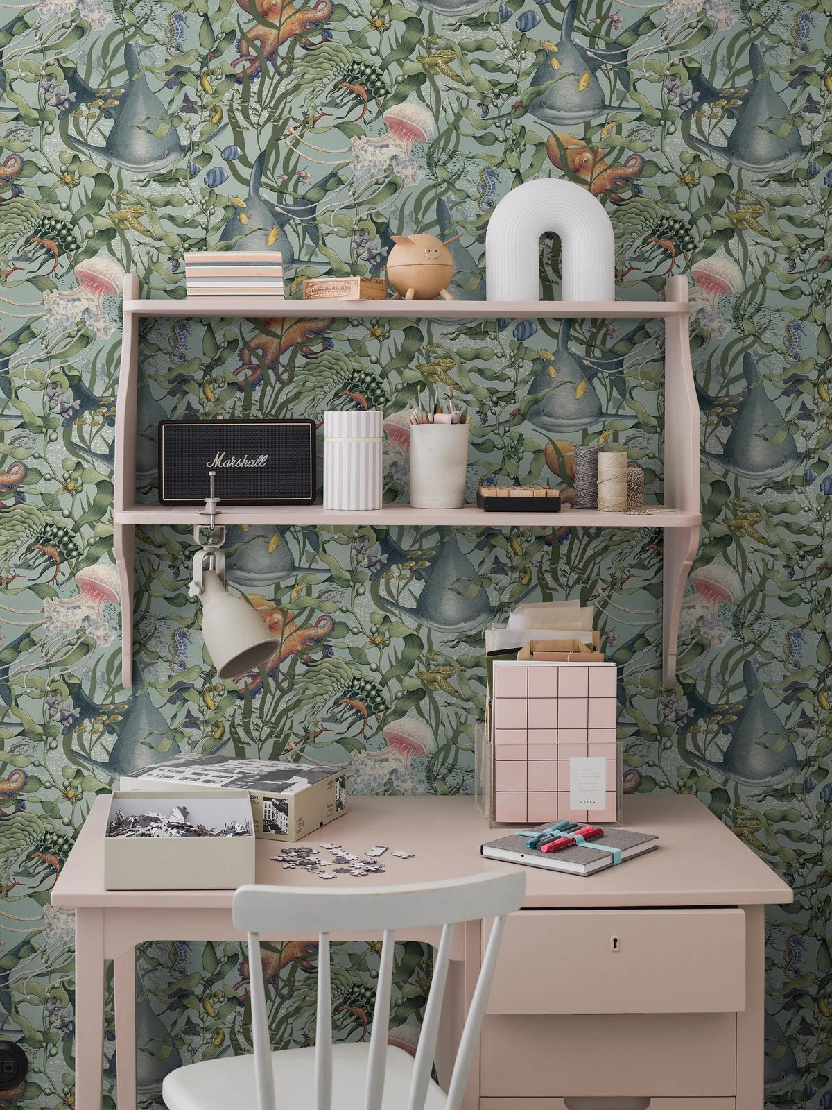 Kinder-Tapete mit Meeresbewohnern UNTERWASSER MAGIE türkis