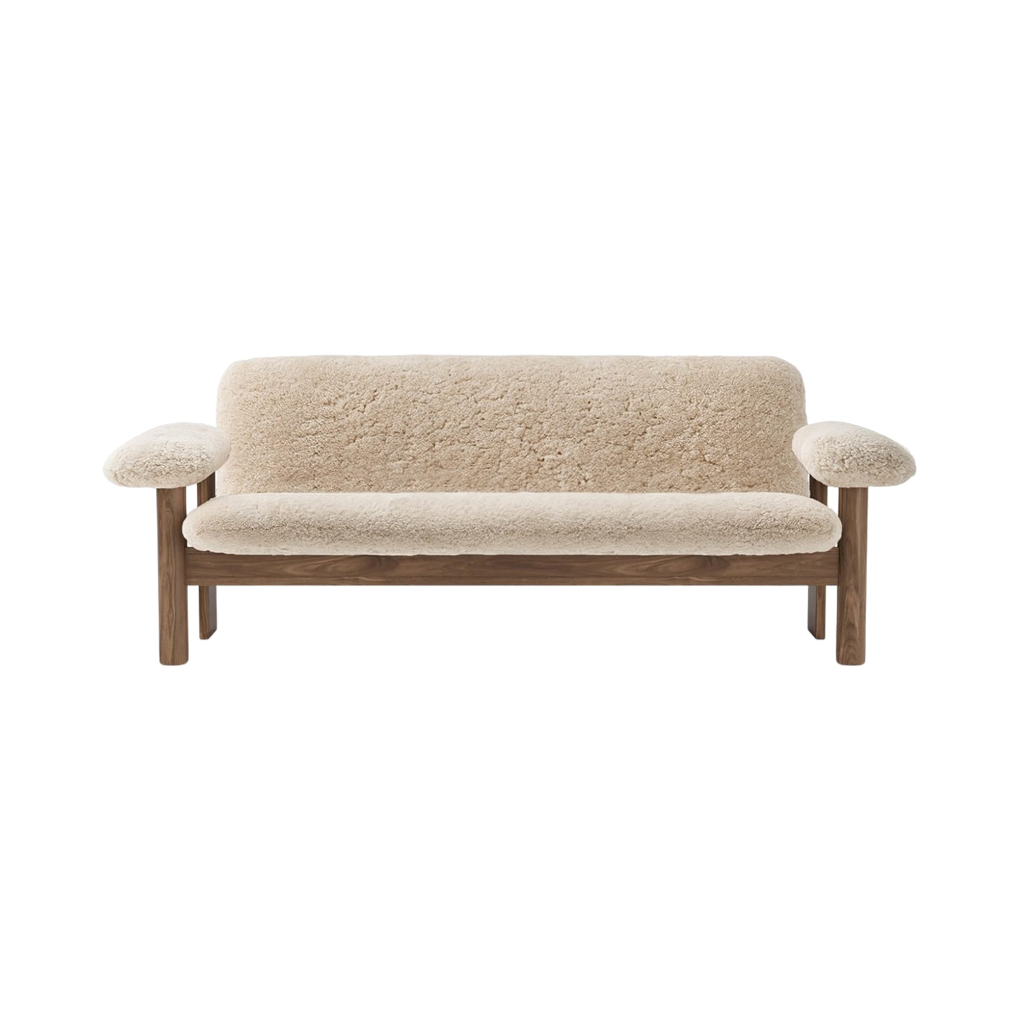 BRASILIA Sofa with Sheepskin and Walnut Base