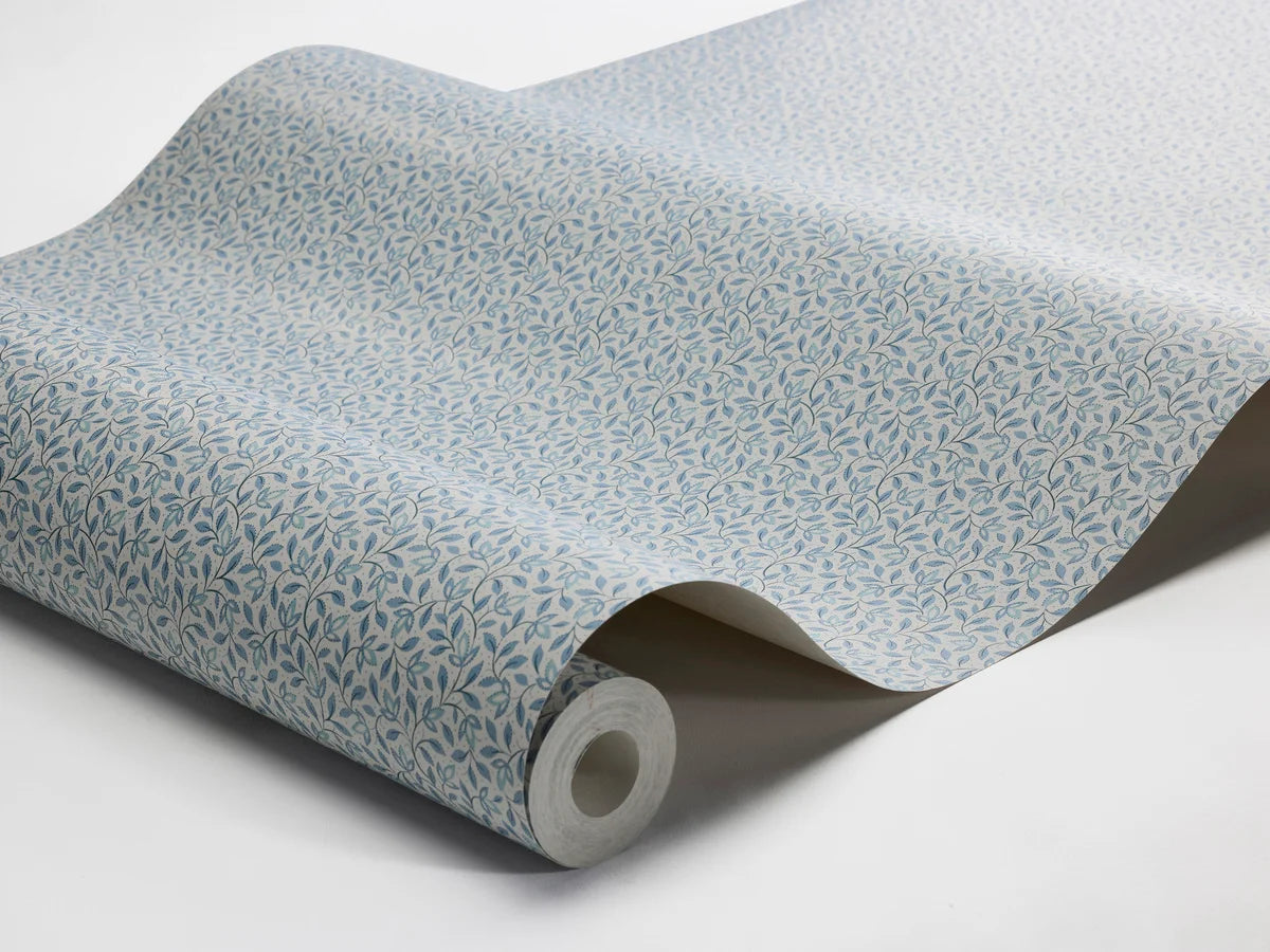 Behang met plantenmotief IDA blauw met wit