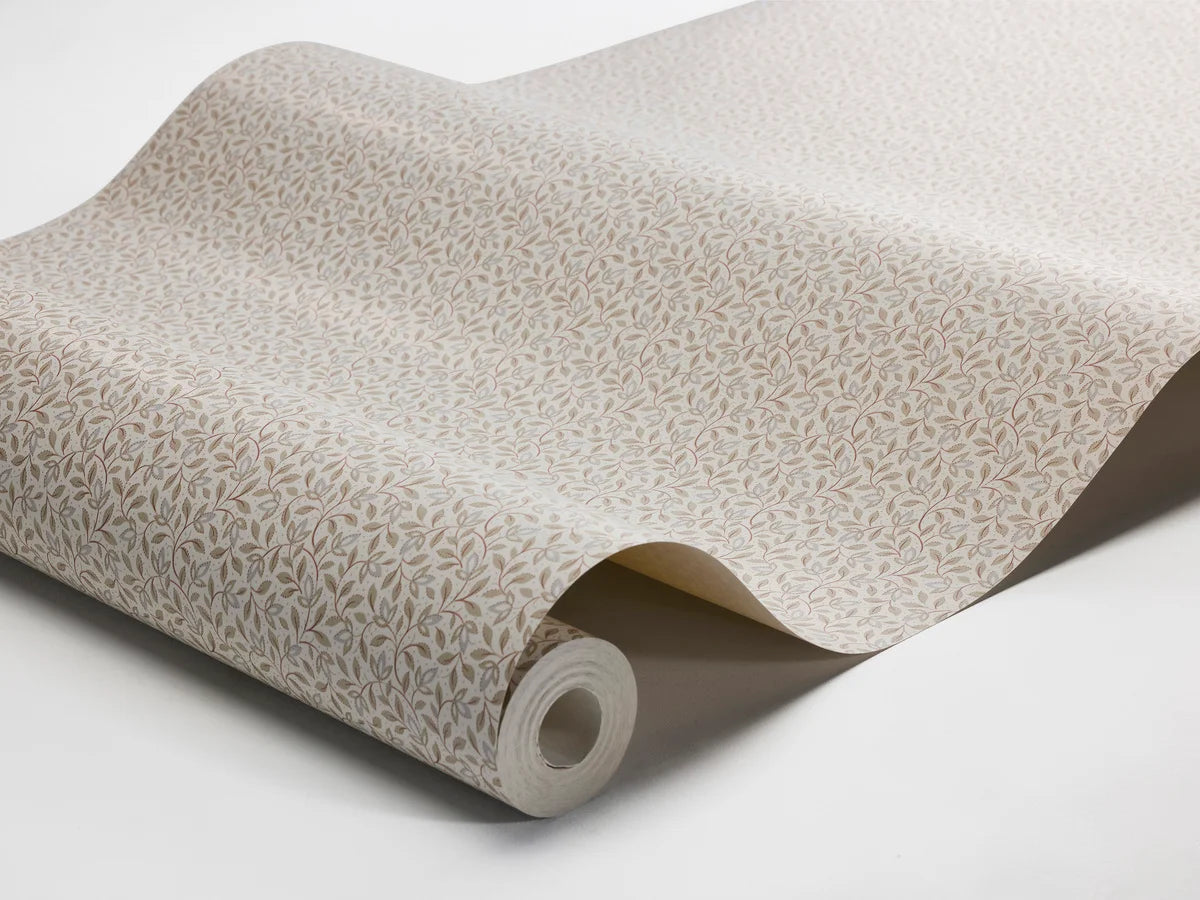 Beige Plant Motif Wallpaper IDA with White